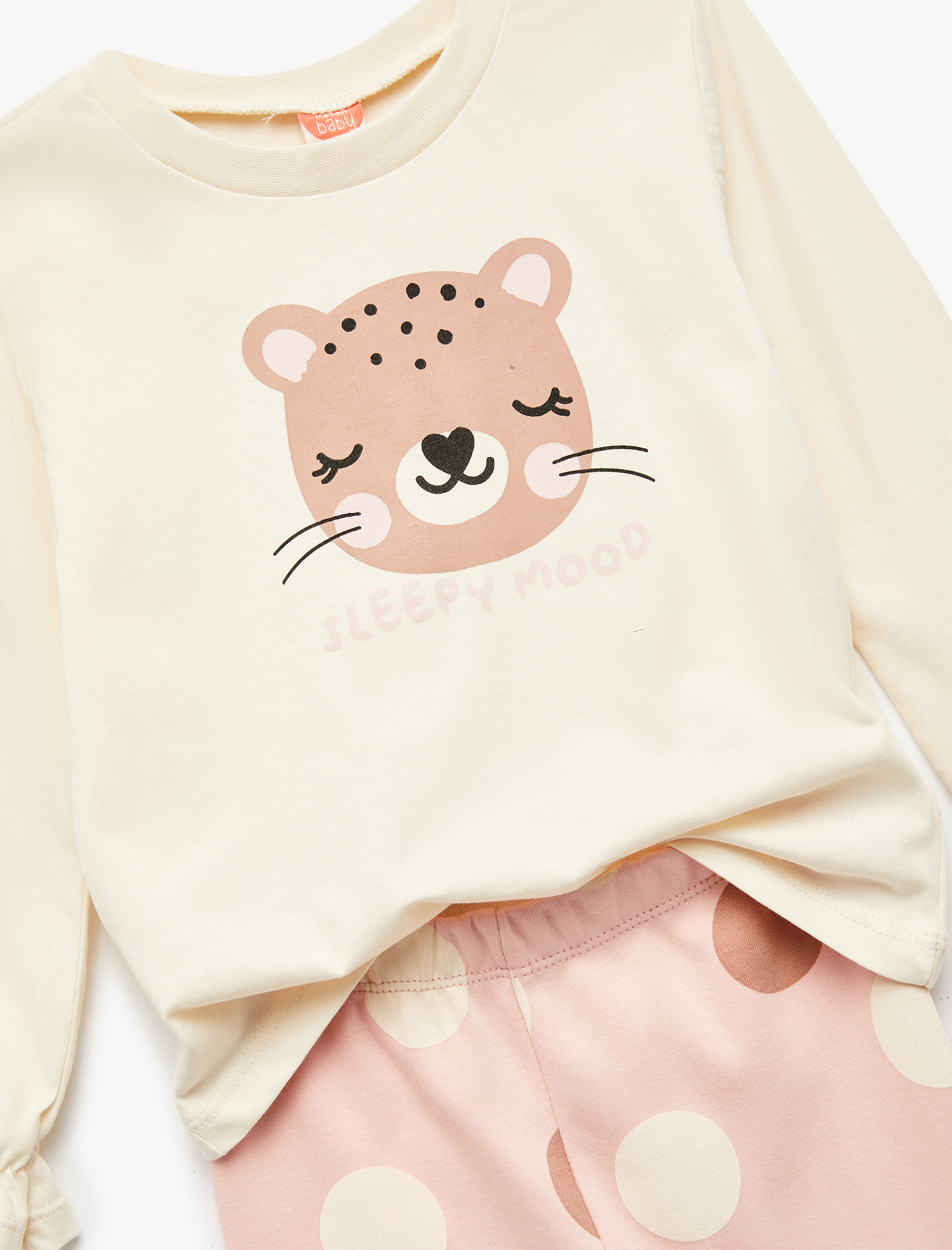  Kız Bebek Pamuklu Uzun Kollu Baskılı Tişört ve Tayt Seti