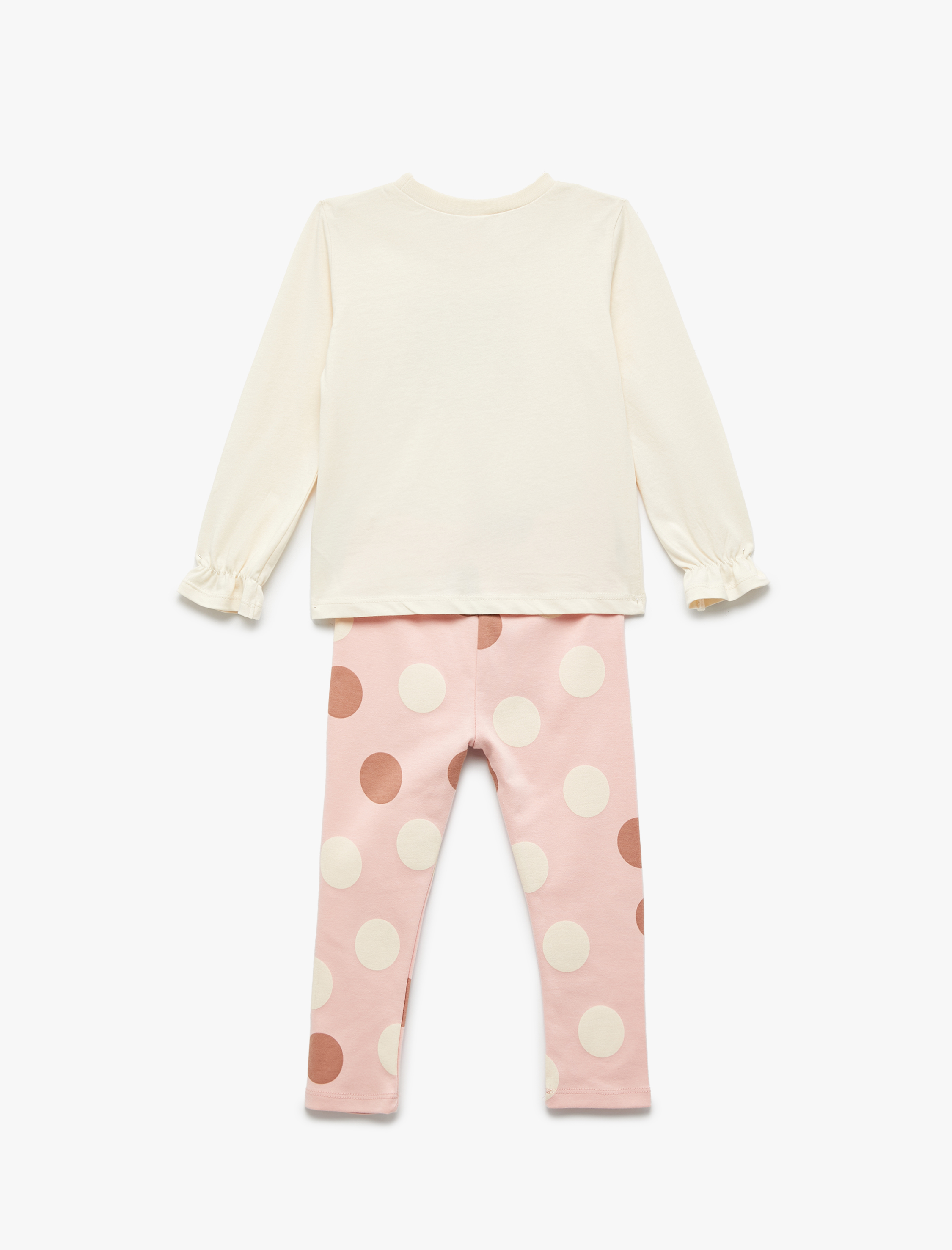  Kız Bebek Pamuklu Uzun Kollu Baskılı Tişört ve Tayt Seti