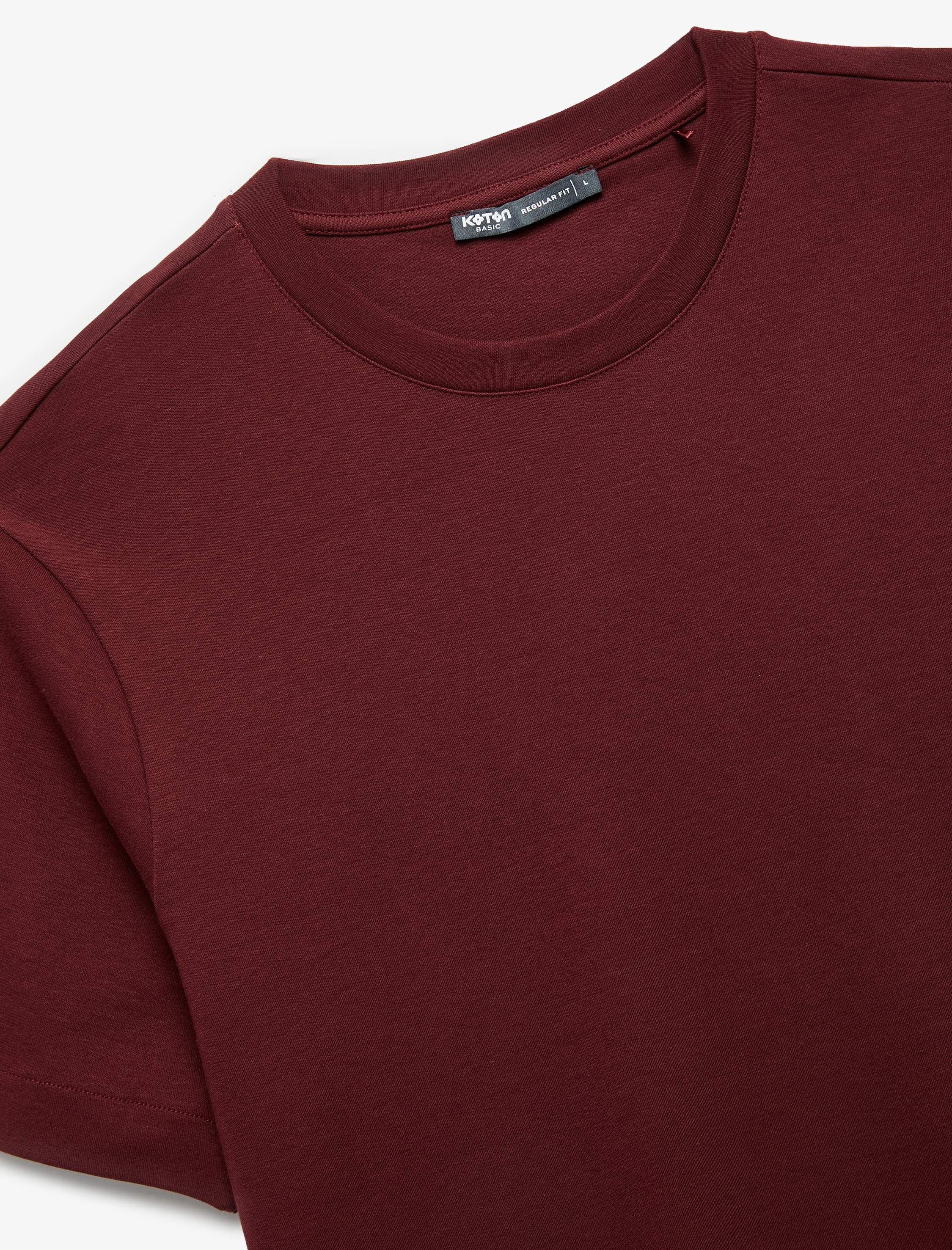   Regular Fit Bisiklet Yaka Pamuklu Tok Kumaş Kısa Kollu Basic Tişört