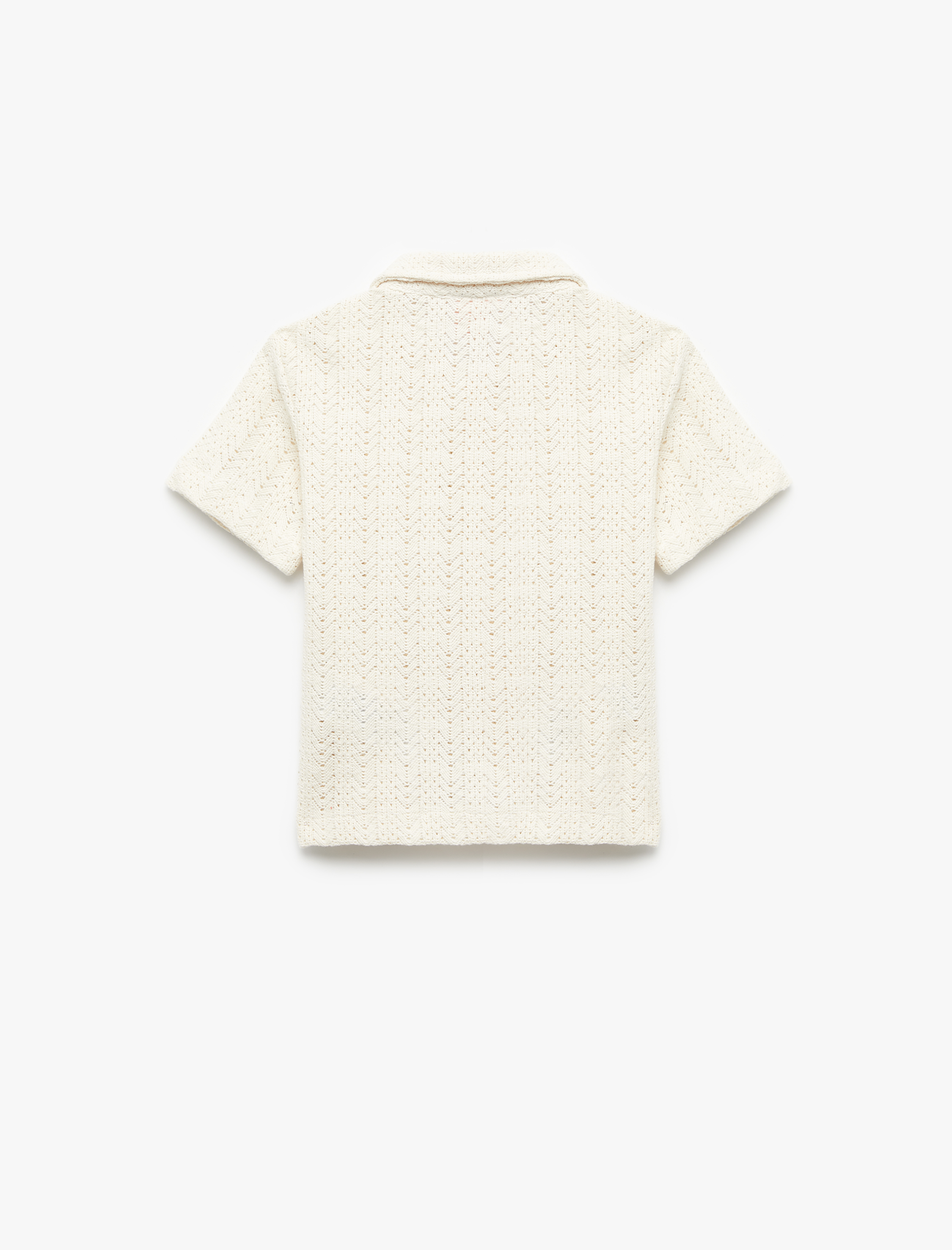  Erkek Bebek Düğme Detaylı Dokulu Kısa Kollu Gömlek