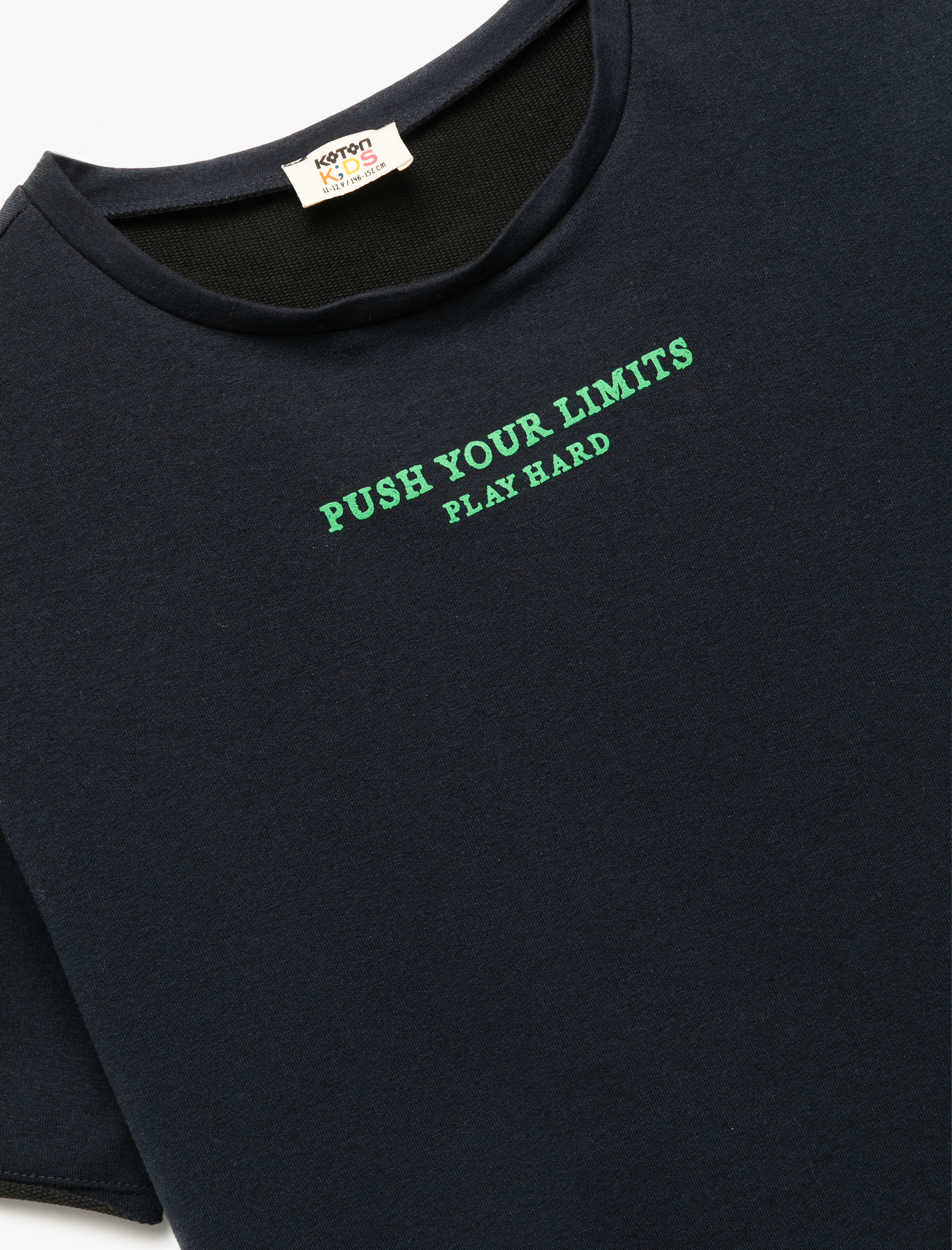  Erkek Çocuk Bisiklet Yaka Baskılı Kısa Kollu Sweatshirt