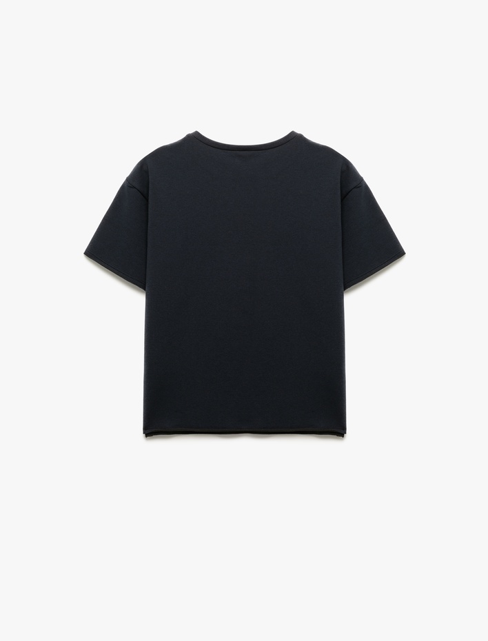 Erkek Çocuk Bisiklet Yaka Baskılı Kısa Kollu Sweatshirt