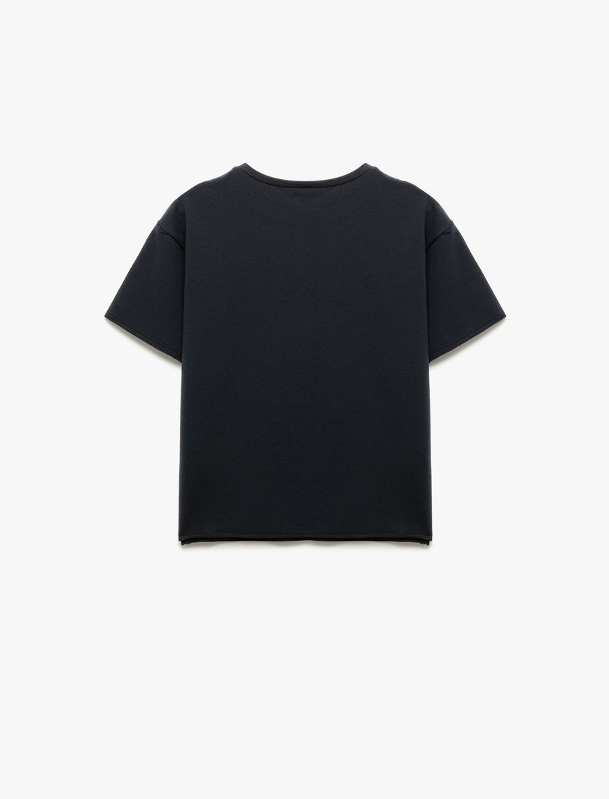  Erkek Çocuk Bisiklet Yaka Baskılı Kısa Kollu Sweatshirt