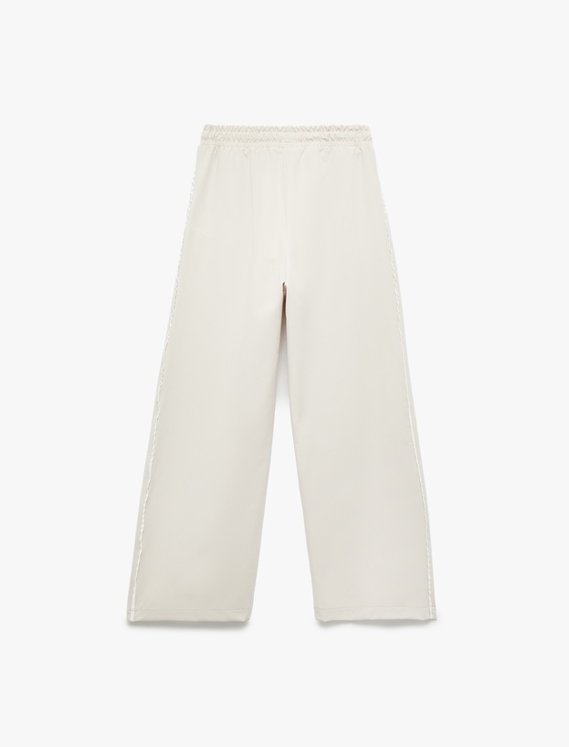 Beli Bağlamalı Dokulu Cepli Geniş Paça Pantolon_1