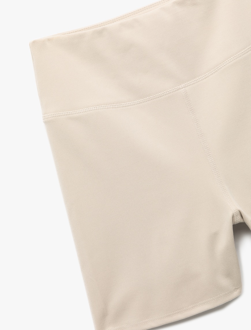  Yüksek Bel Slim Fit Dikiş Detaylı Biker Spor Tayt