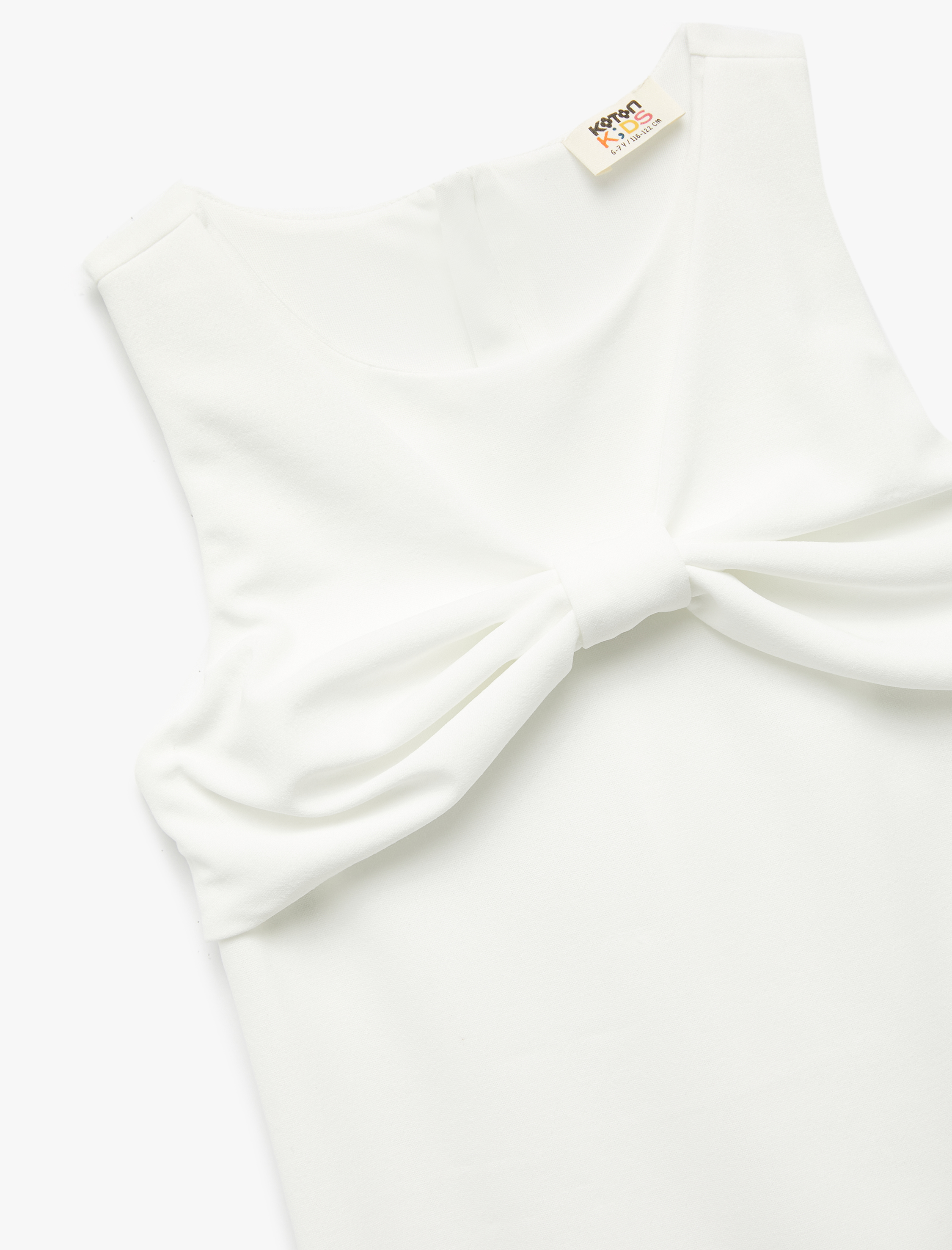  Kız Çocuk Fiyonk Detaylı Bisiklet Yaka Kolsuz A Kesim Elbise