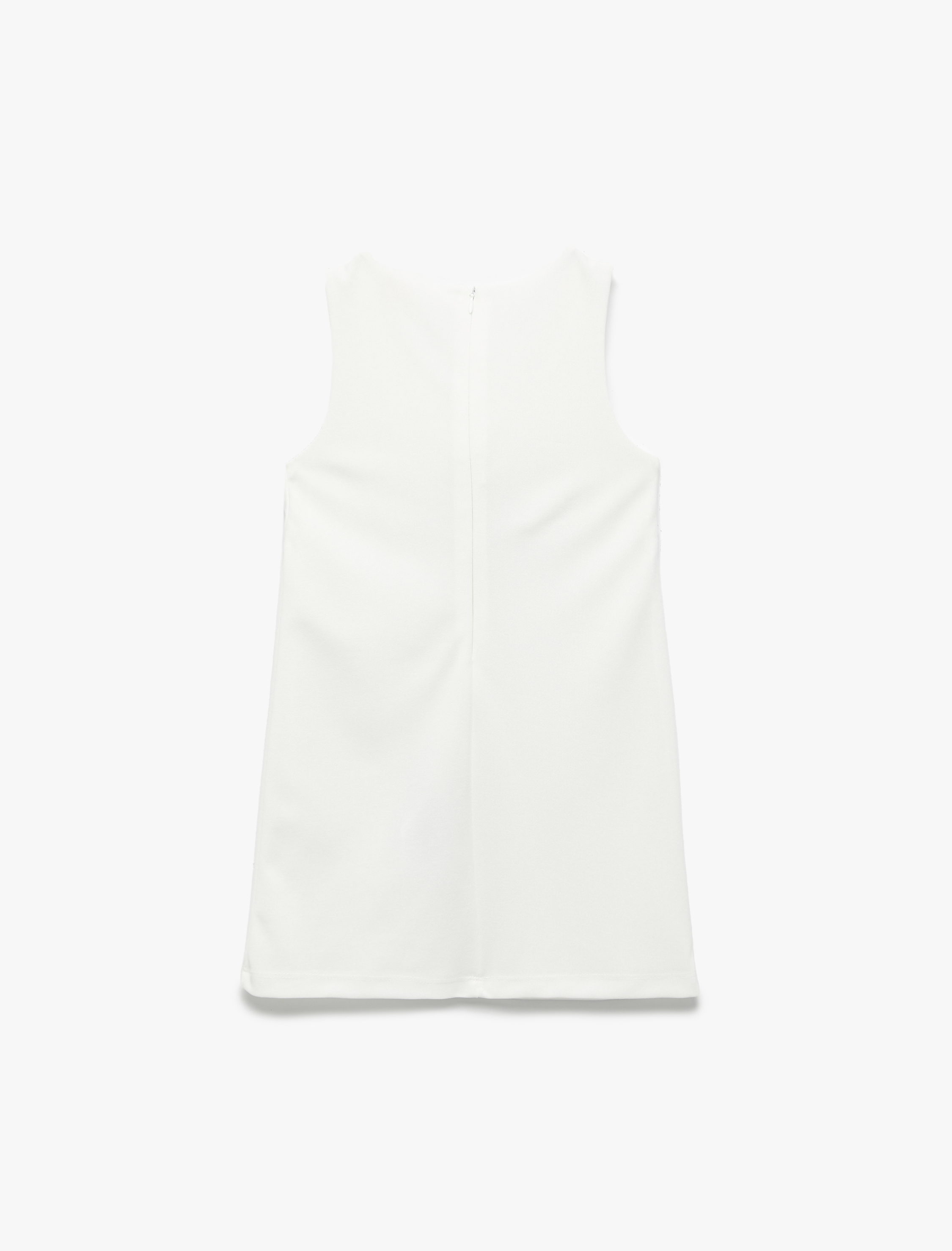  Kız Çocuk Fiyonk Detaylı Bisiklet Yaka Kolsuz A Kesim Elbise