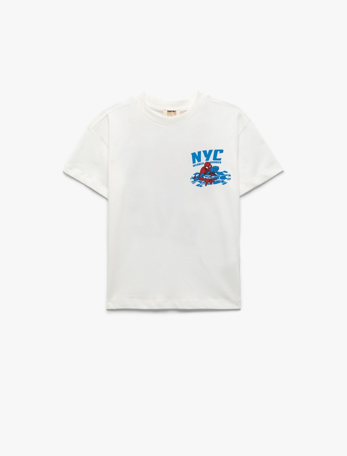 Erkek Çocuk Lisanslı Örümcek Adam Baskılı Kısa Kollu Pamuklu Oversize Tişört