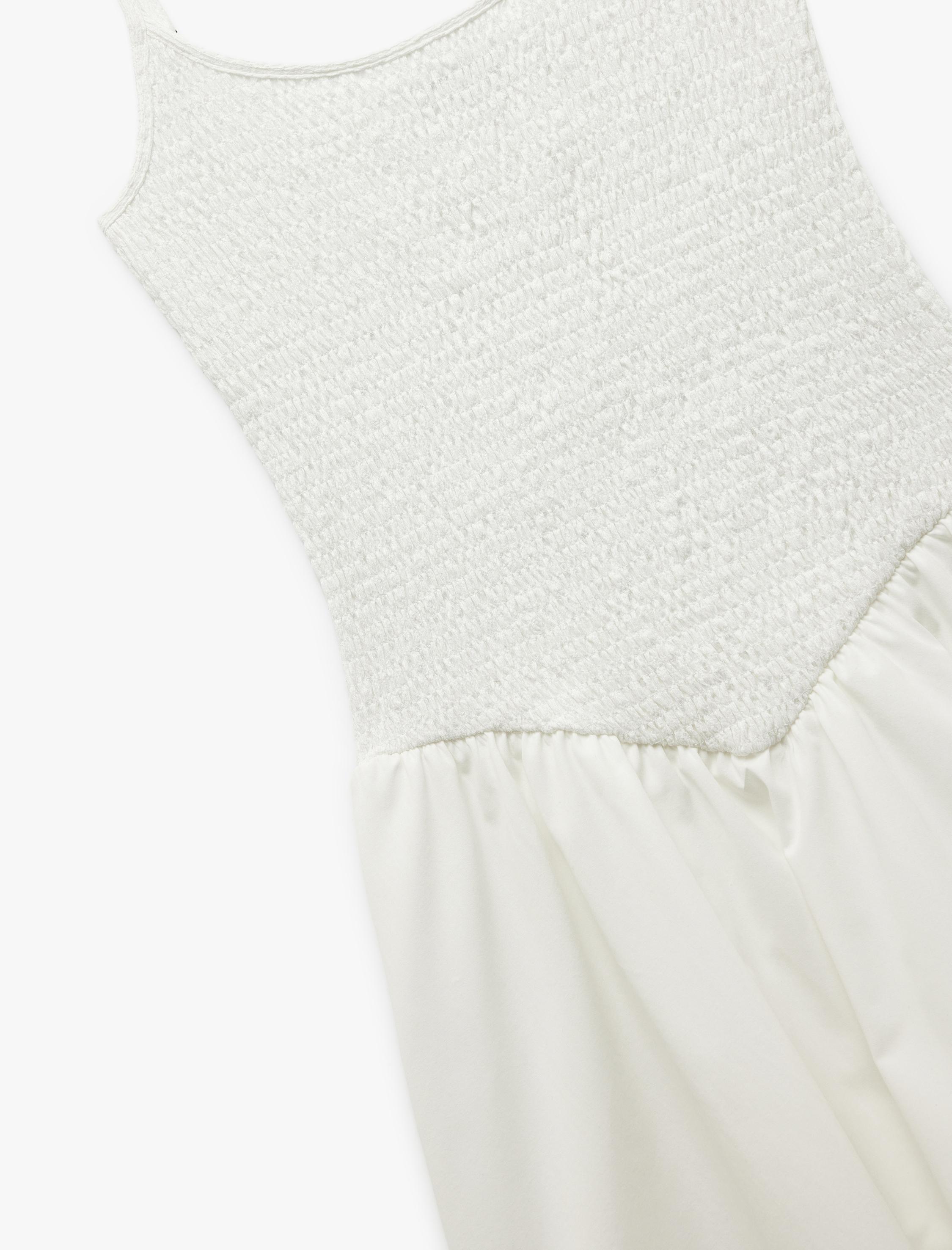 Bürümcük Kolsuz U Yaka Rahat Kalıp İp Askılı Astarlı Mini Elbise