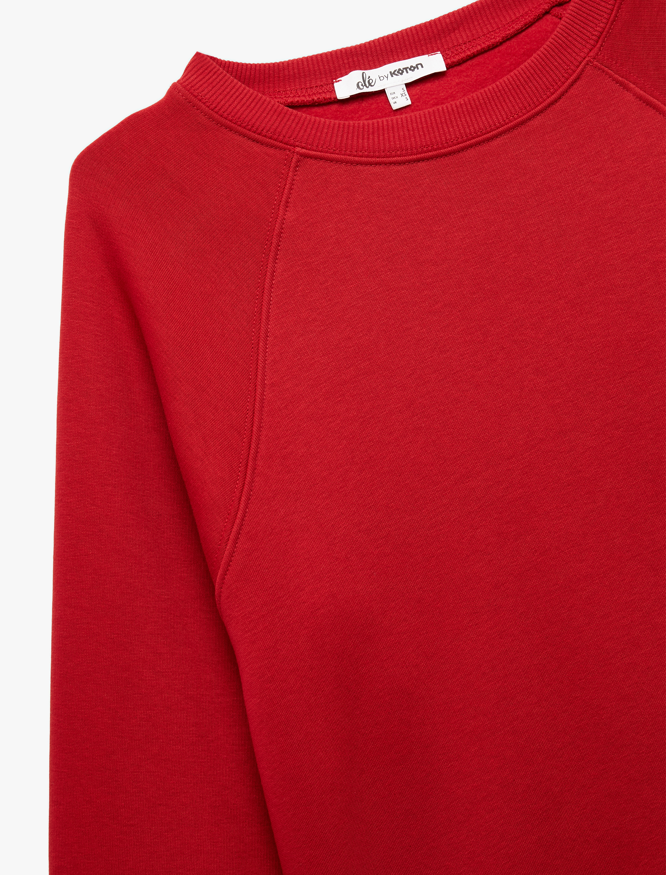   Pamuklu Bisiklet Yaka Şardonlu Sweatshirt