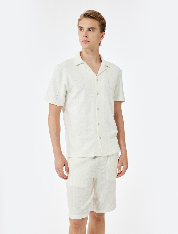  Pamuklu Cep Detaylı Beli Bağcıklı Müslin Şort