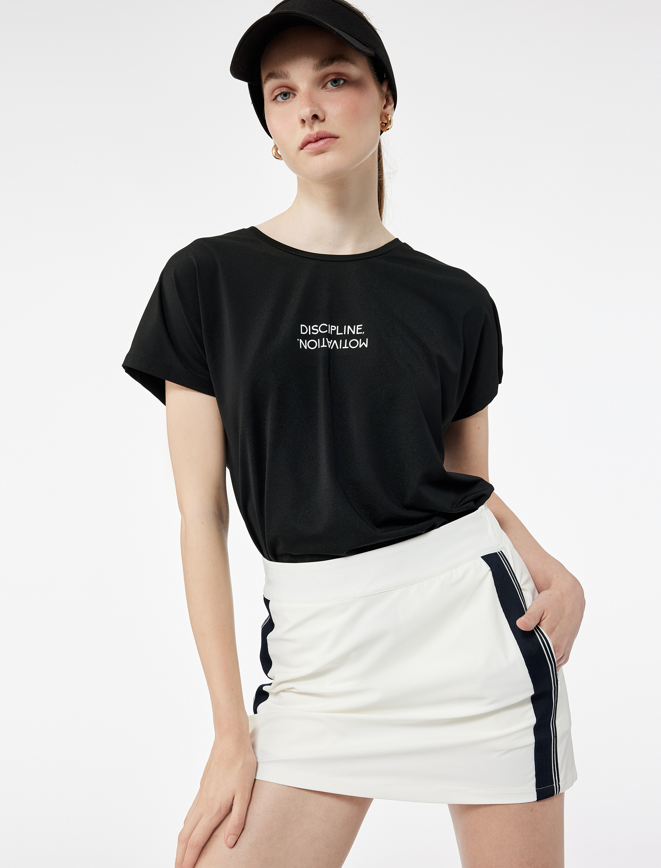   Kolsuz Bisiklet Yaka Baskılı Oversize Spor Tişört