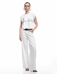 Taş Detaylı Pamuklu Loose Straight Fit Geniş Paça Jean Pantolon