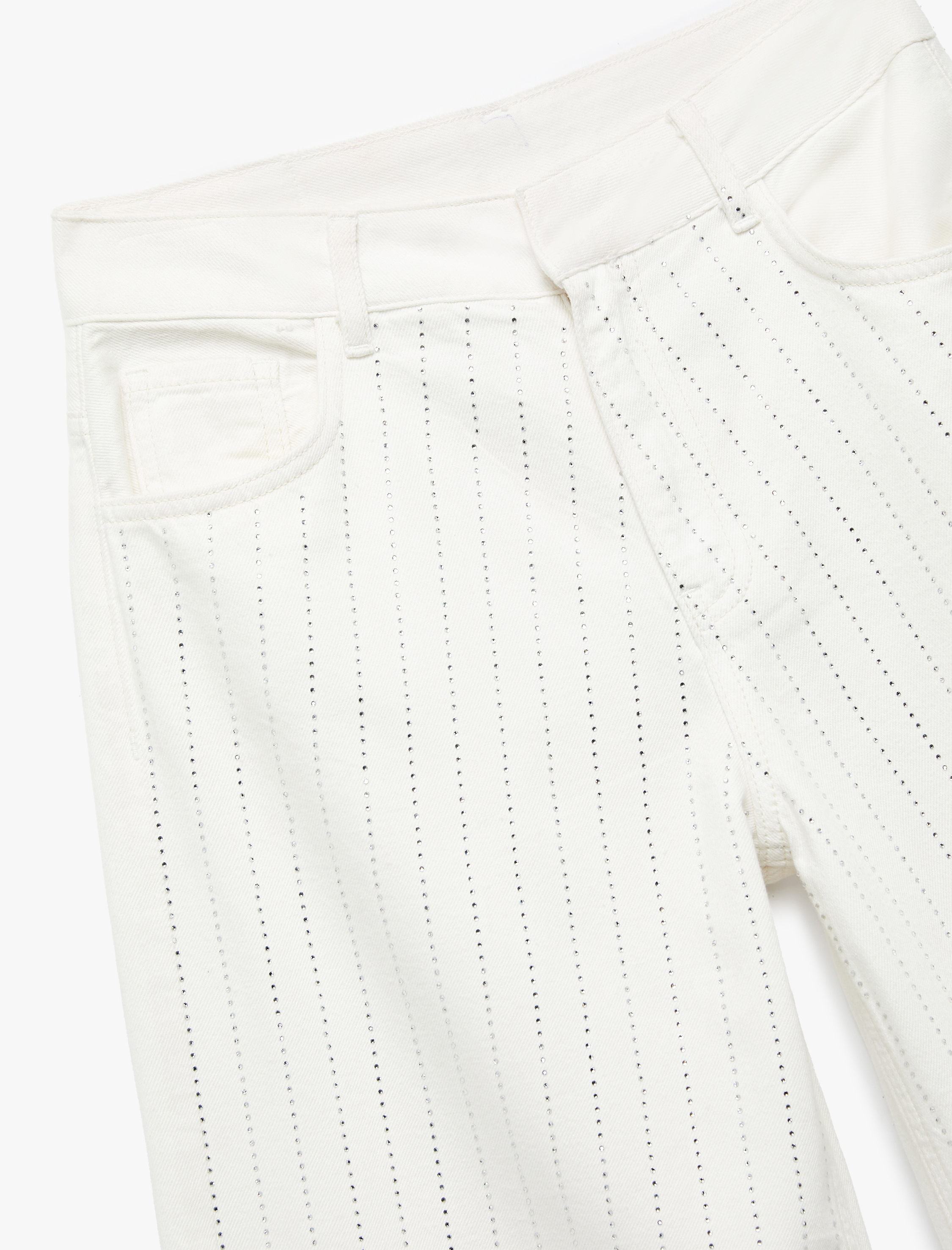   Koton X Zeynep Bastık - Taş Detaylı Pamuklu Loose Straight Fit Geniş Paça Jean Pantolon