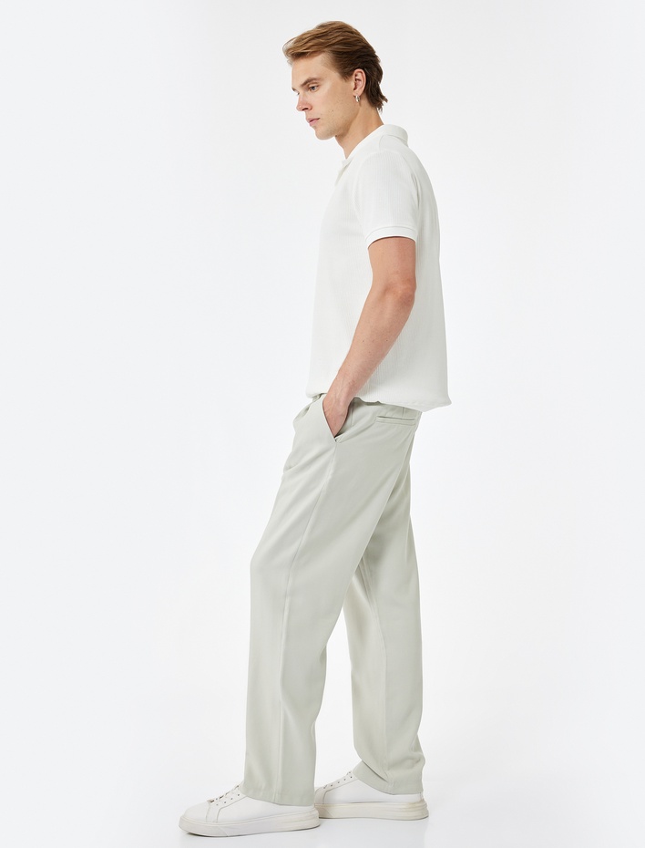  Oversize Viskon Cep Detaylı Rayon Pileli Kumaş Pantolon