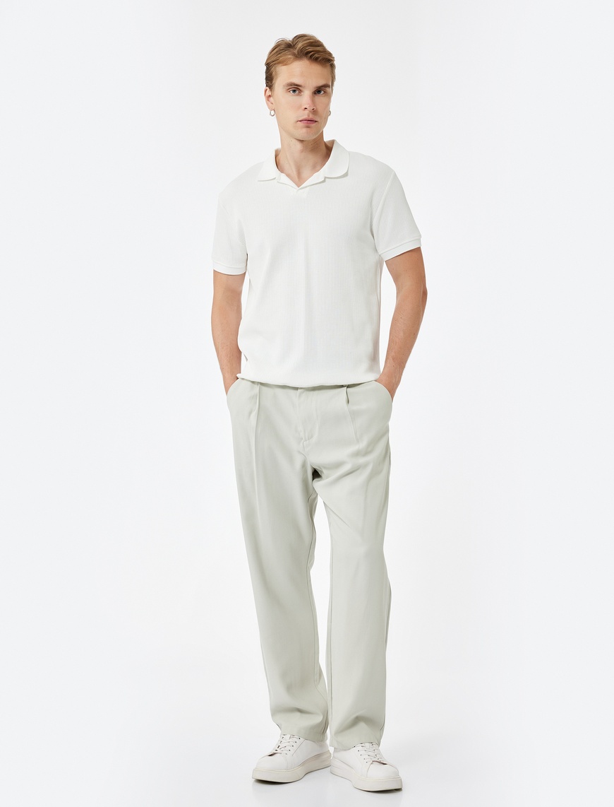   Oversize Viskon Cep Detaylı Rayon Pileli Kumaş Yazlık Pantolon