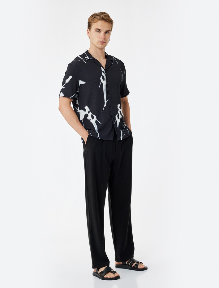  Oversize Viskon Cep Detaylı Rayon Pileli Kumaş Yazlık Pantolon