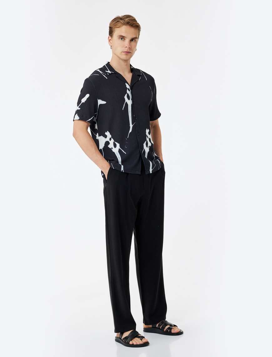   Oversize Viskon Cep Detaylı Rayon Pileli Kumaş Yazlık Pantolon