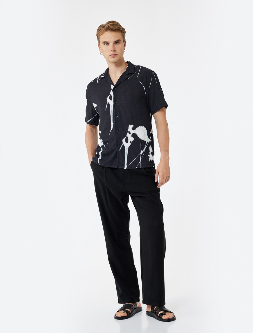   Oversize Viskon Cep Detaylı Rayon Pileli Kumaş Yazlık Pantolon