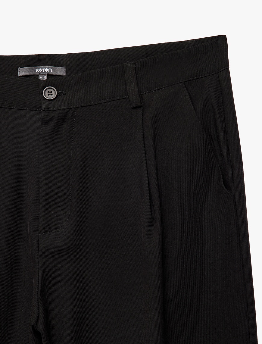   Oversize Viskon Cep Detaylı Rayon Pileli Kumaş Yazlık Pantolon