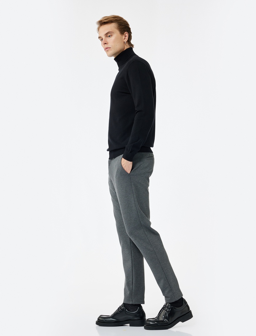   Cep Detaylı Düğmeli Slim Fit Kumaş Pantolon