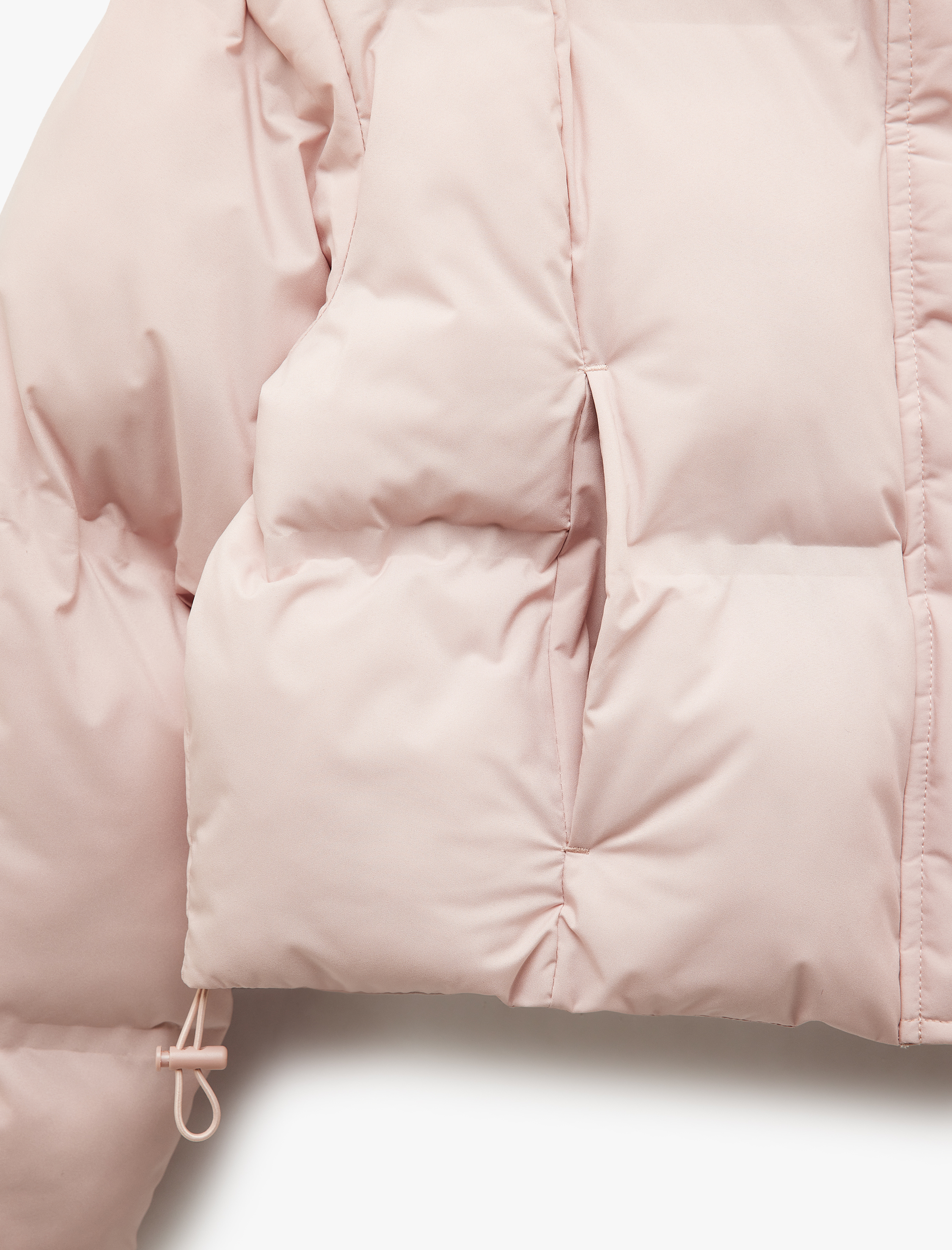   Dik Yaka Uzun Kollu Su İtici Crop Şişme Mont