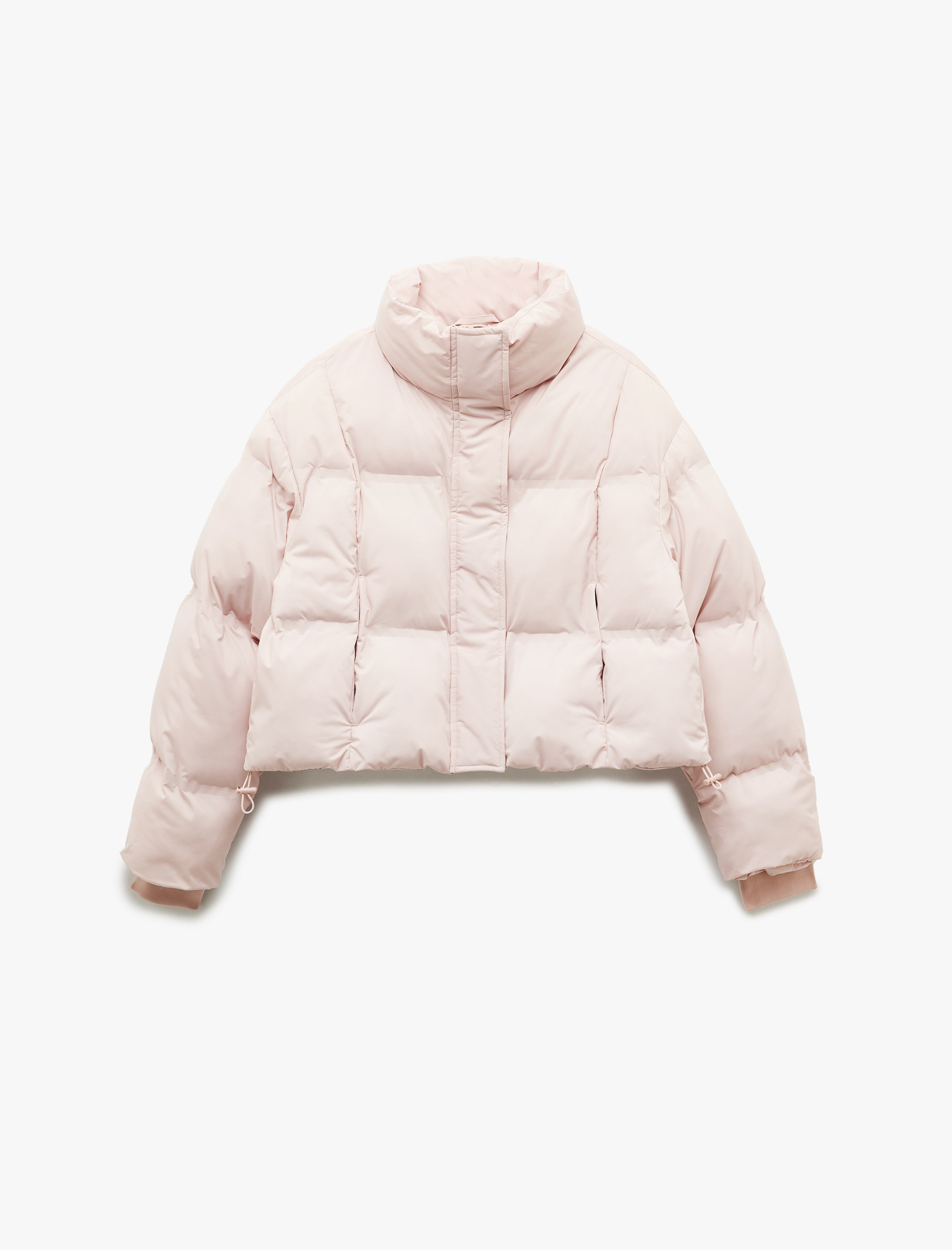   Dik Yaka Uzun Kollu Su İtici Crop Şişme Mont