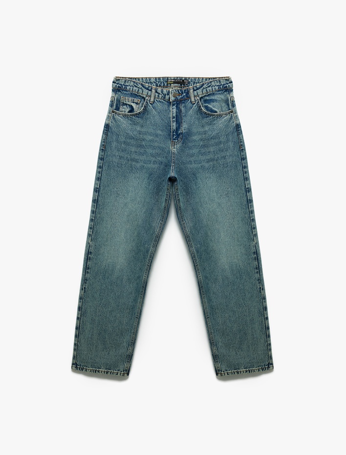  Pamuklu Cep Detaylı Bol Baggy Jean Pantolon