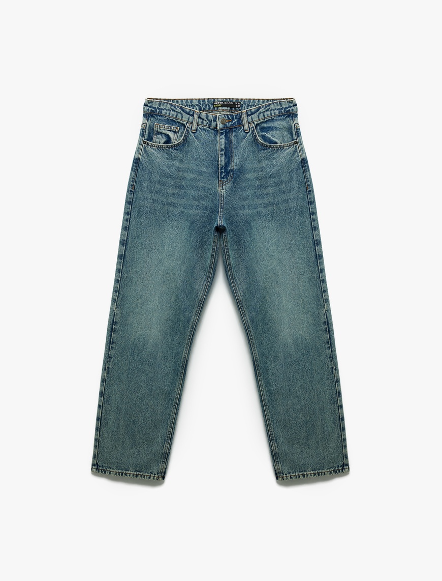   Pamuklu Cep Detaylı Bol Baggy Jean Pantolon
