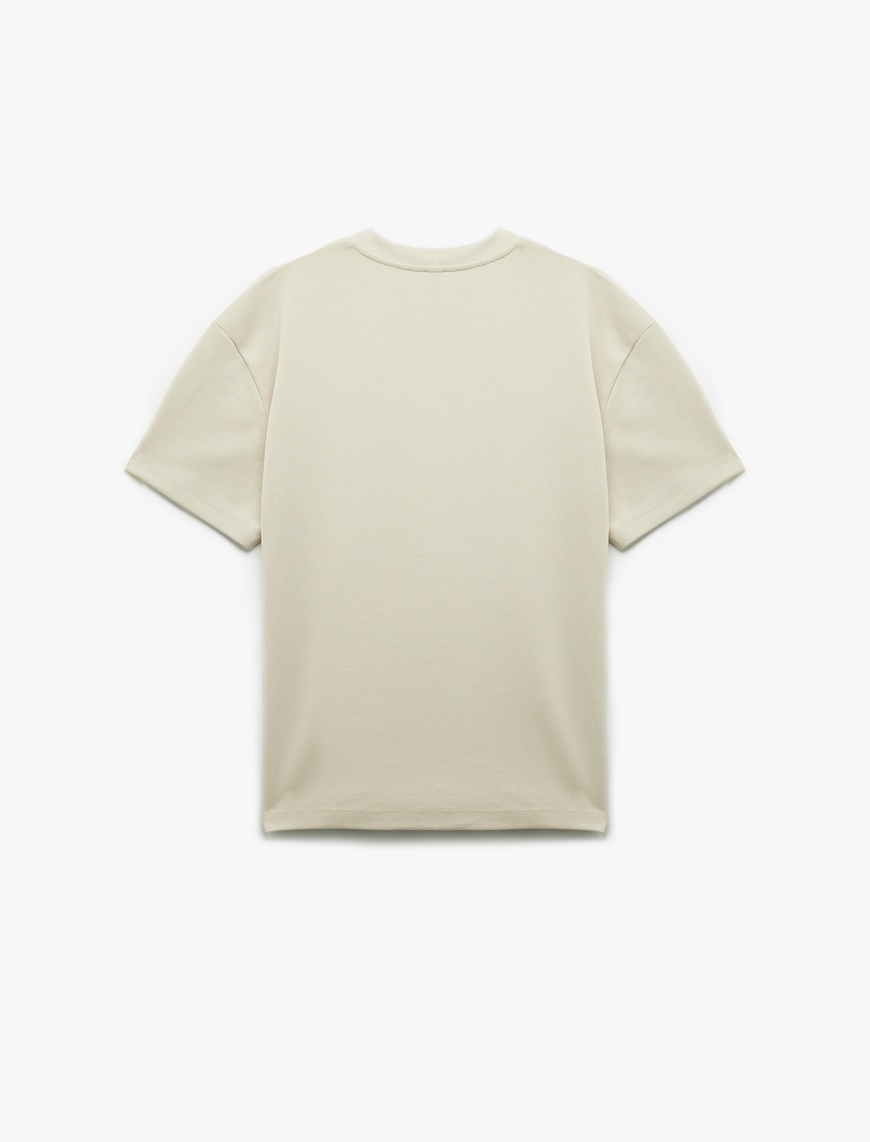   Pamuklu Kısa Kollu Pike Tok Kumaş Bisiklet Yaka Basic Oversize Tişört