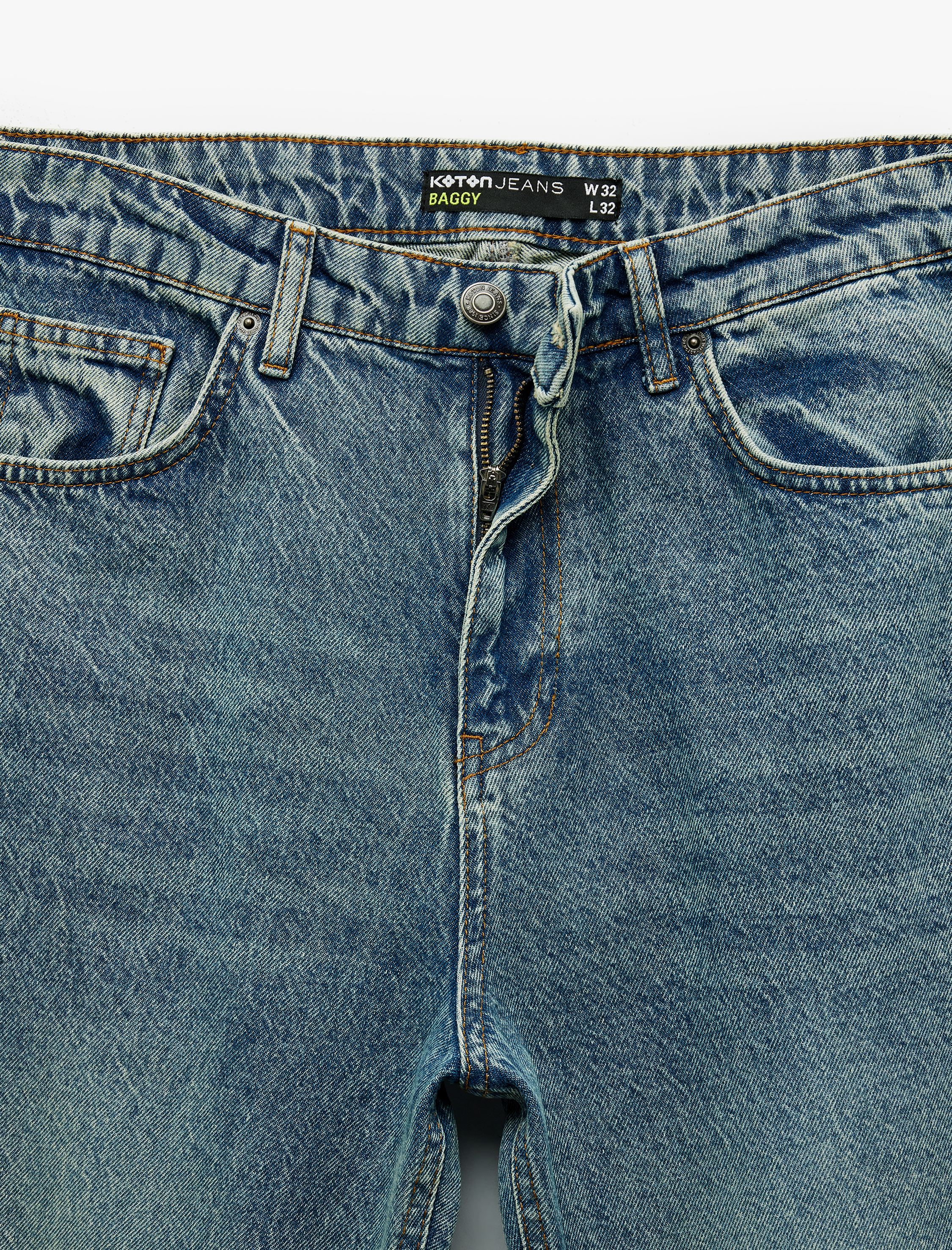   Pamuklu Cep Detaylı Bol Baggy Jean Pantolon