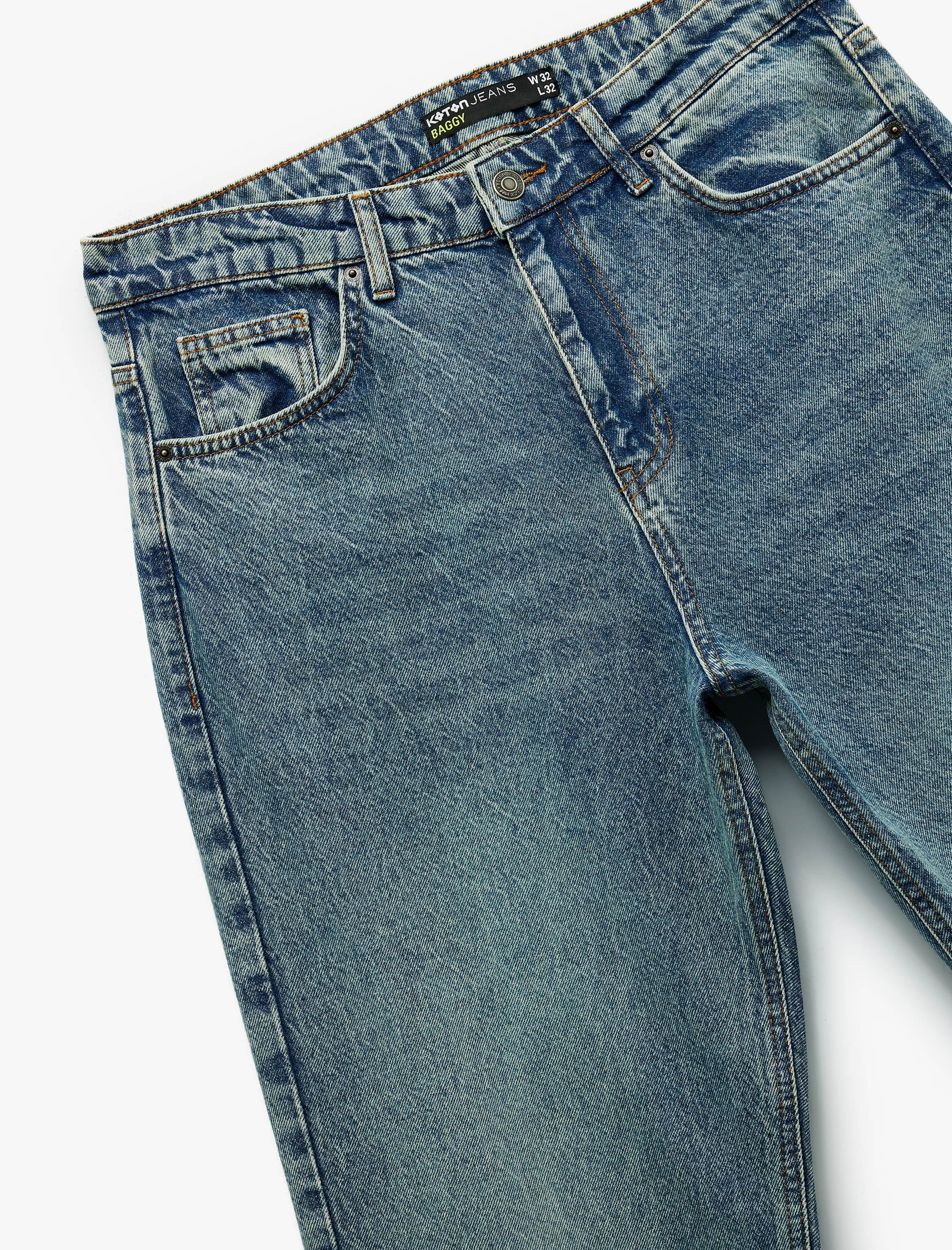   Pamuklu Cep Detaylı Bol Baggy Jean Pantolon