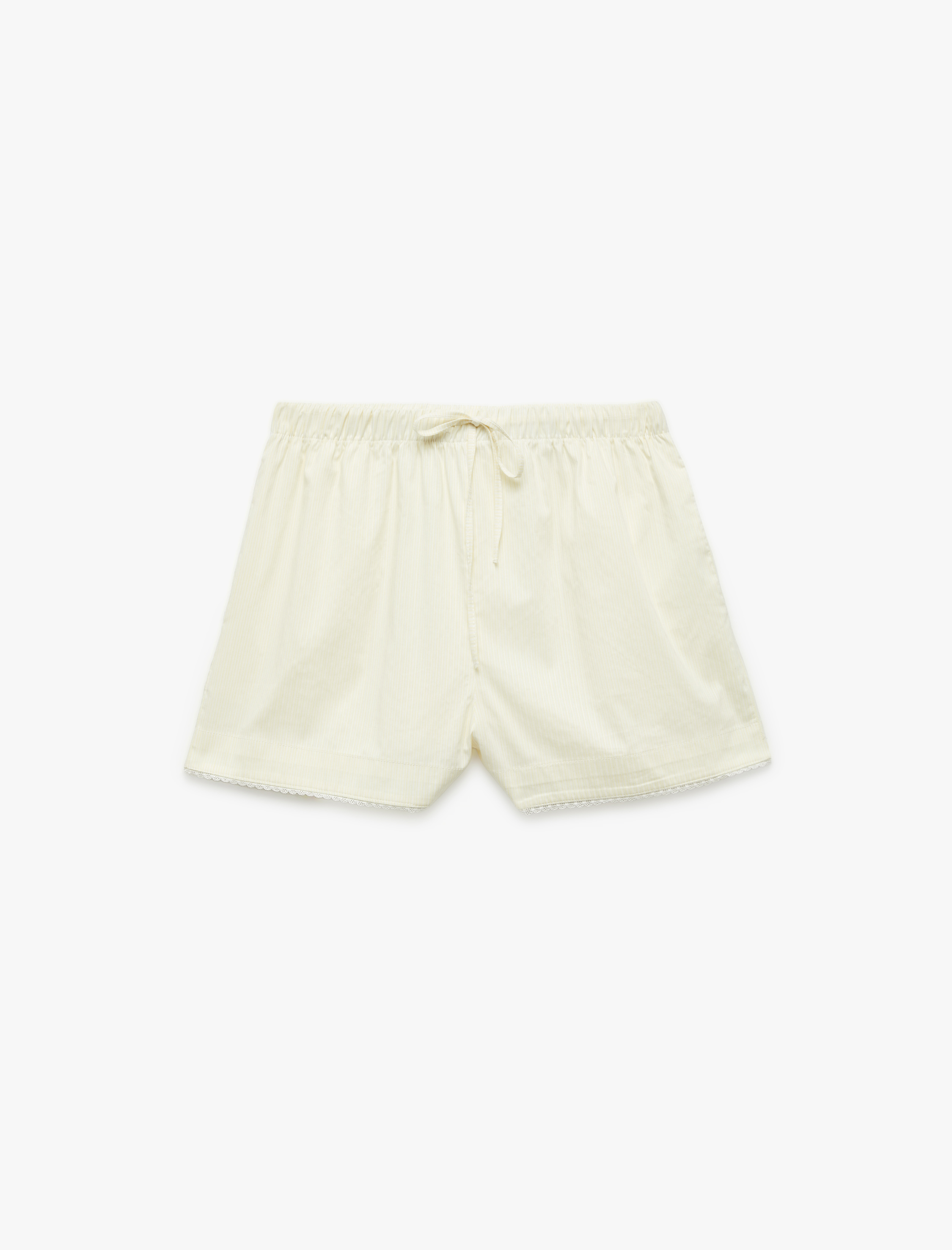   Beli Lastikli Bağlamalı Pamuklu Mini Şort