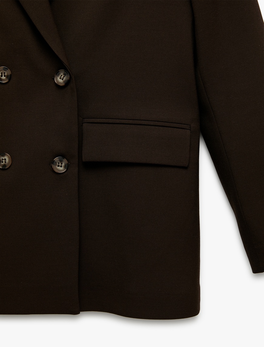   Cepli Uzun Kollu Kruvaze Oversize Blazer Ceket