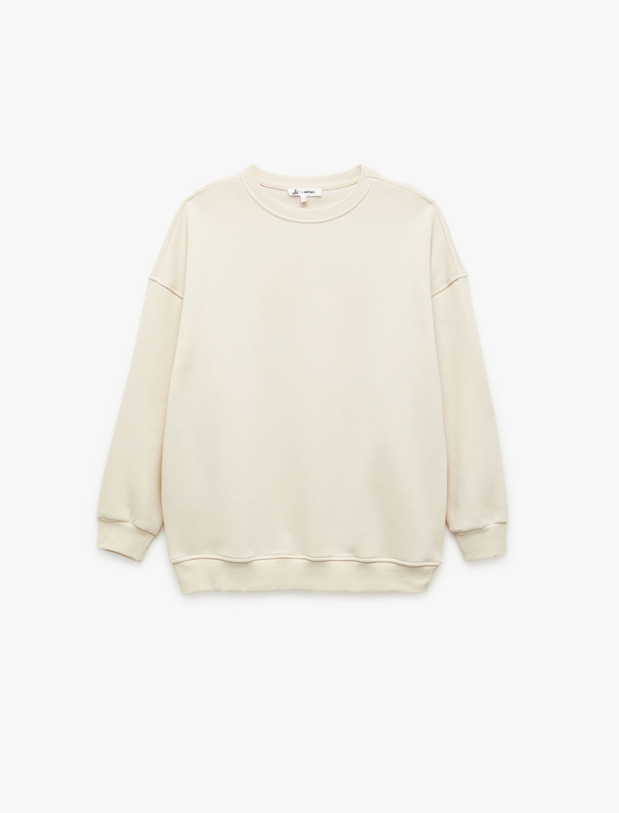  Şardonlu Uzun Kollu Bisiklet Yaka Oversize 2'li Sweatshirt Seti