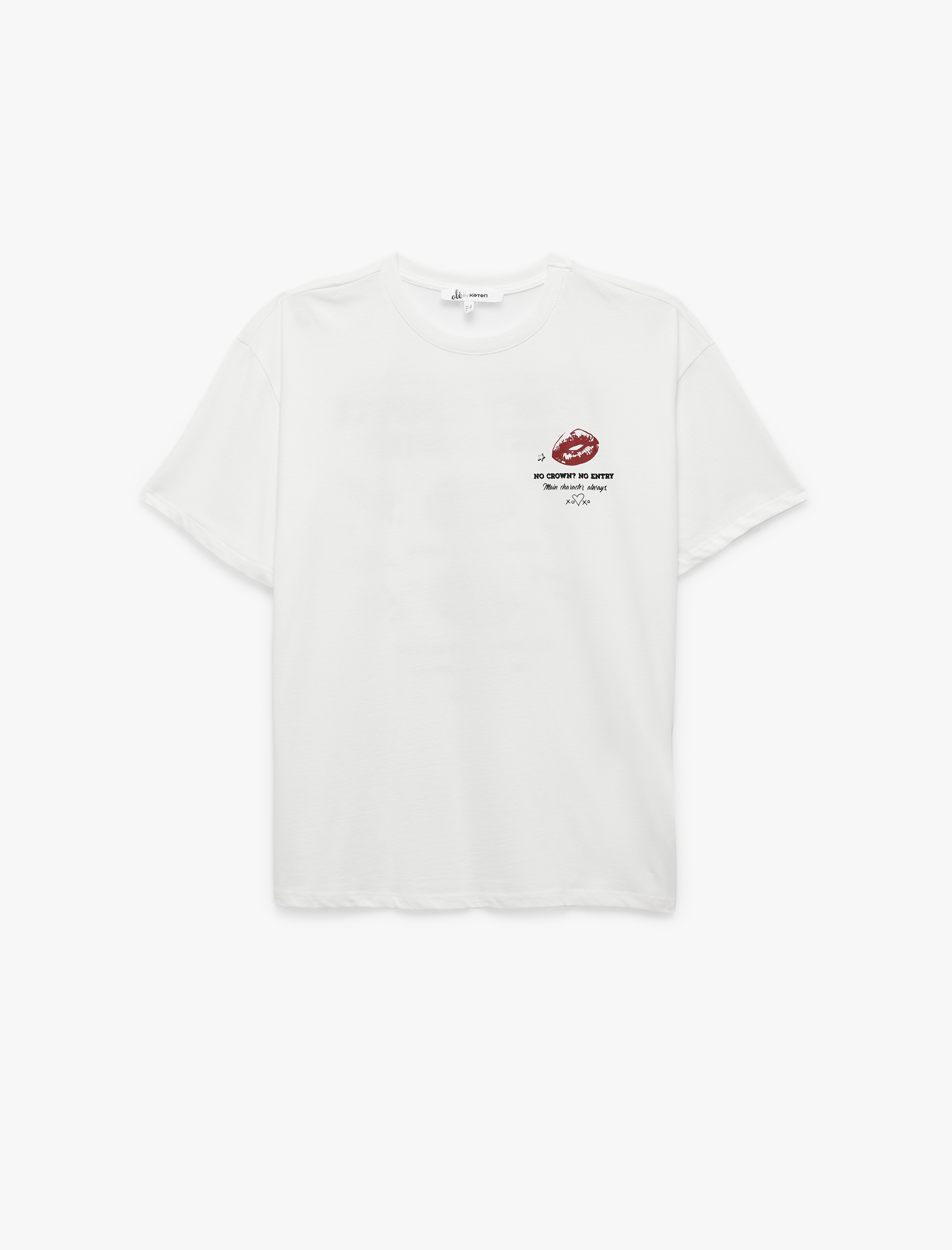   Kısa Kollu Bisiklet Yaka Pamuklu Arkası Baskılı Oversize Tişört