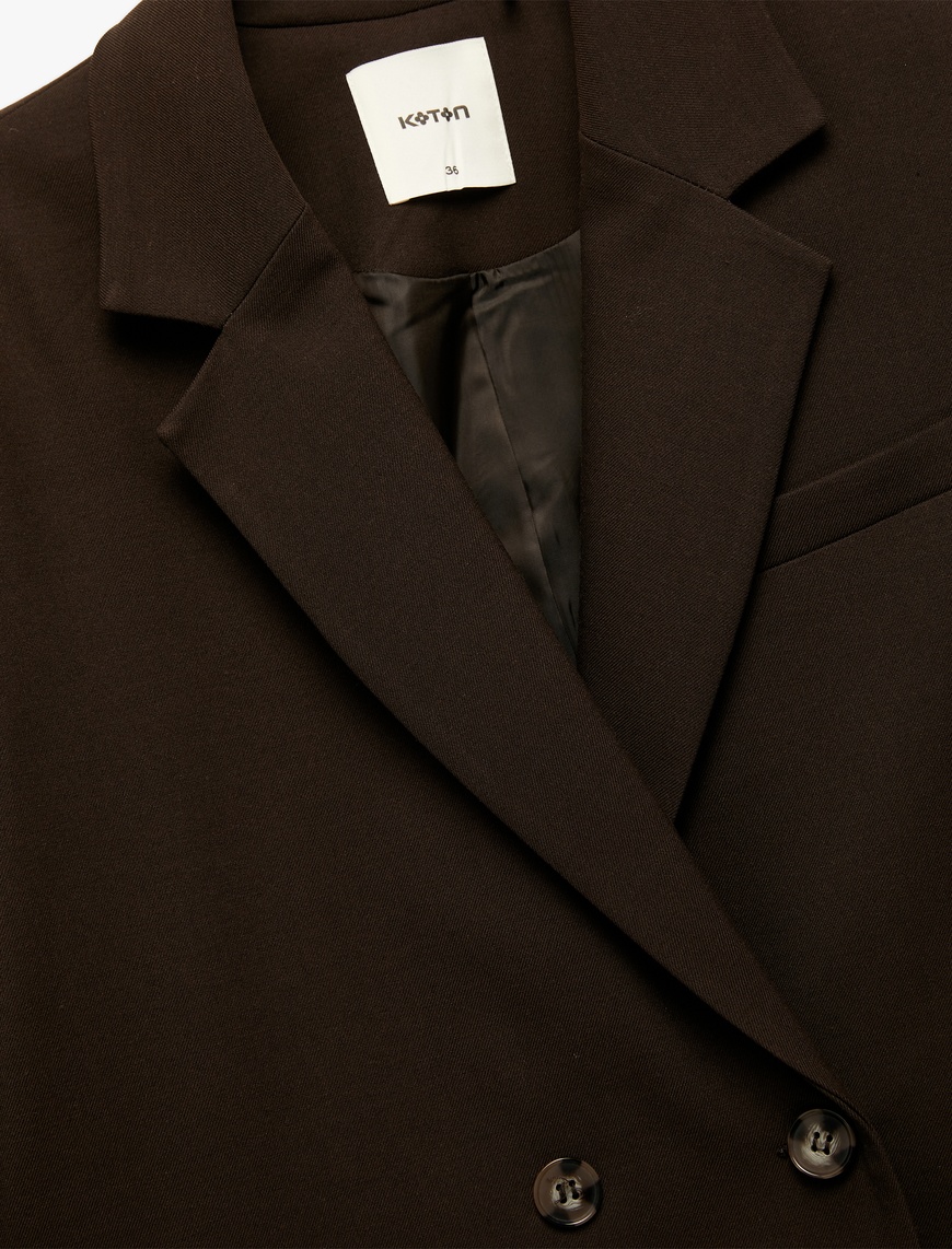   Cepli Uzun Kollu Kruvaze Oversize Blazer Ceket