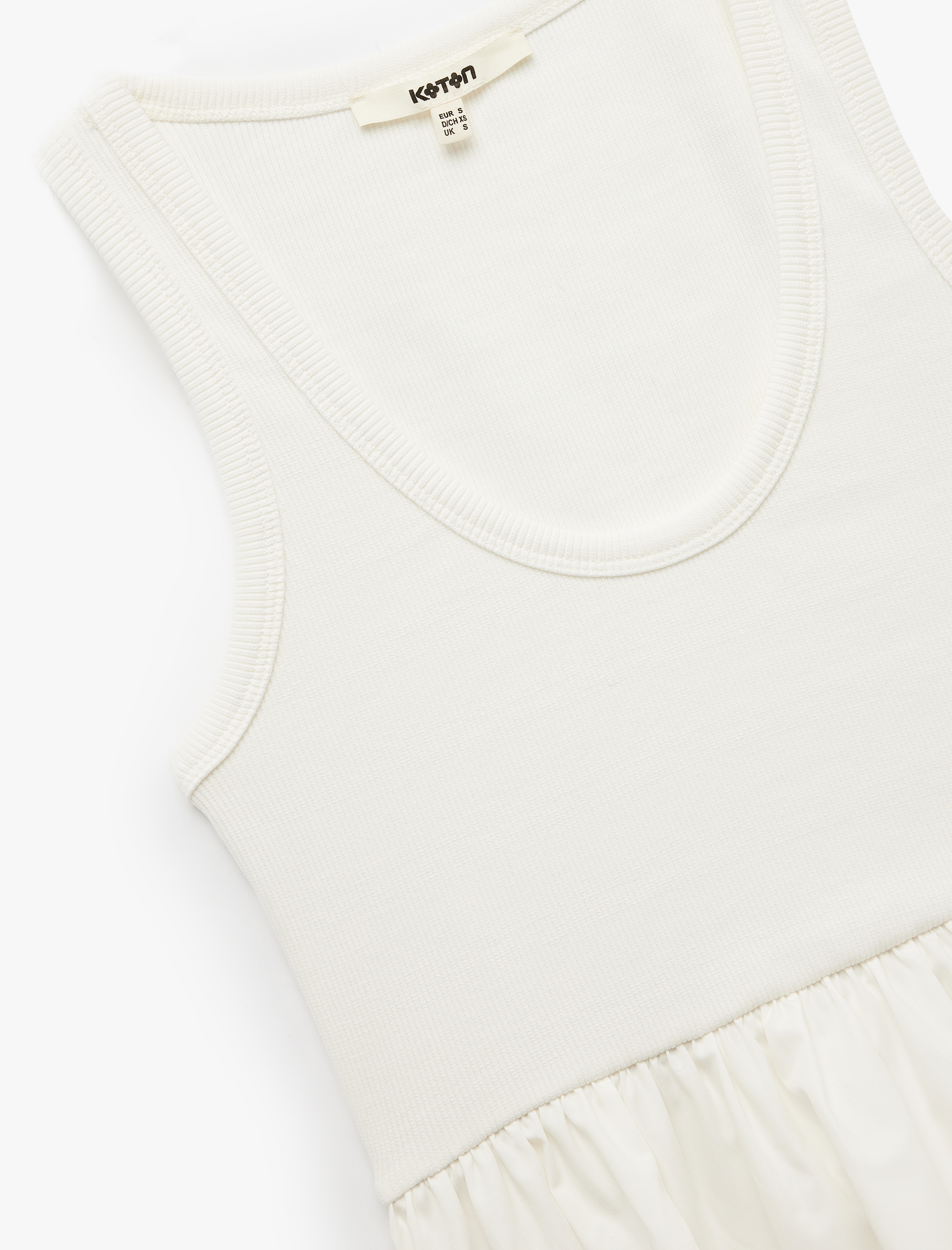   Pamuklu İki Farklı Kumaş Kullanımlı U Yaka Peplum Kesim Atlet