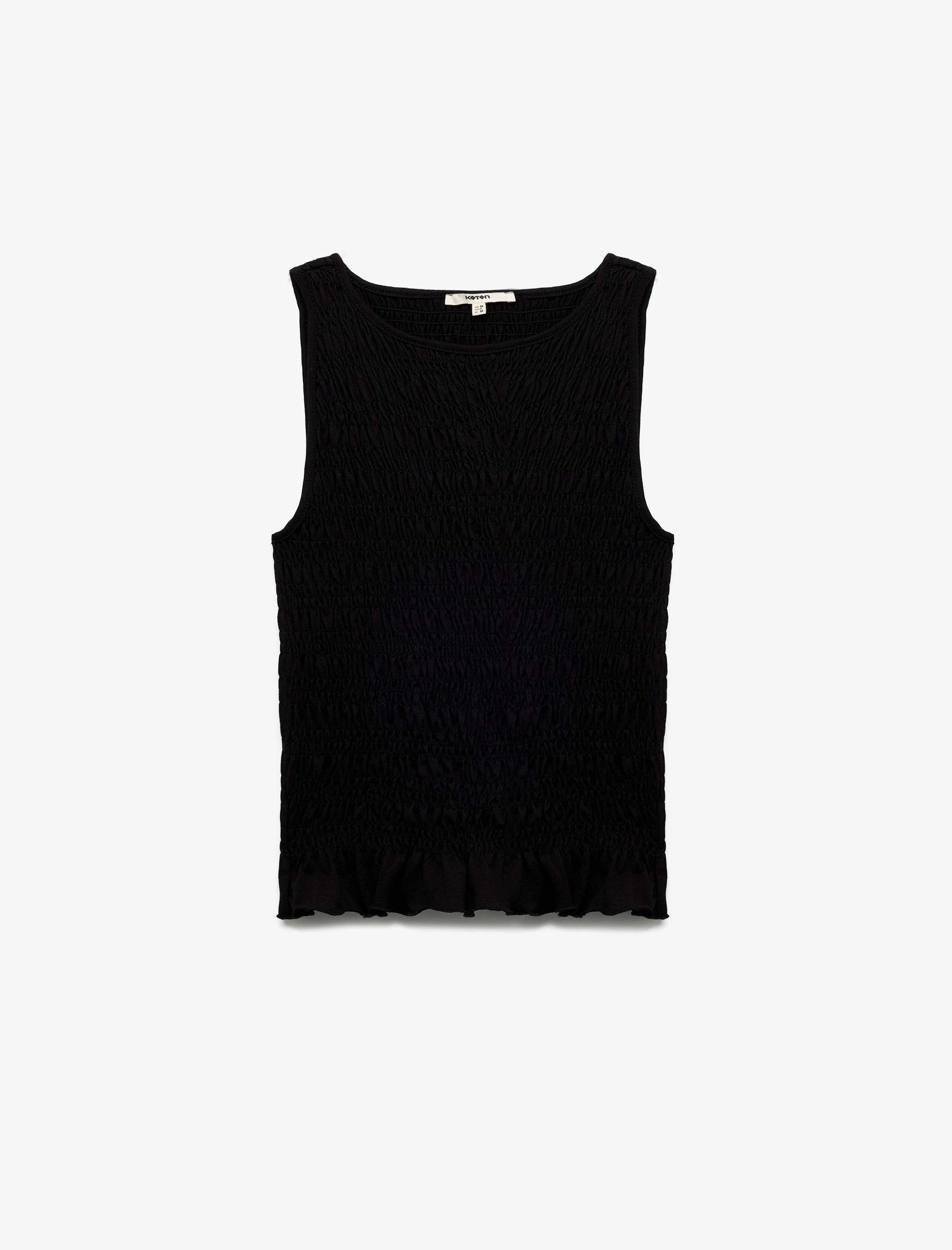   Pamuklu Bürümcük Kumaş Slim Fit Bisiklet Yaka Kolsuz Bluz