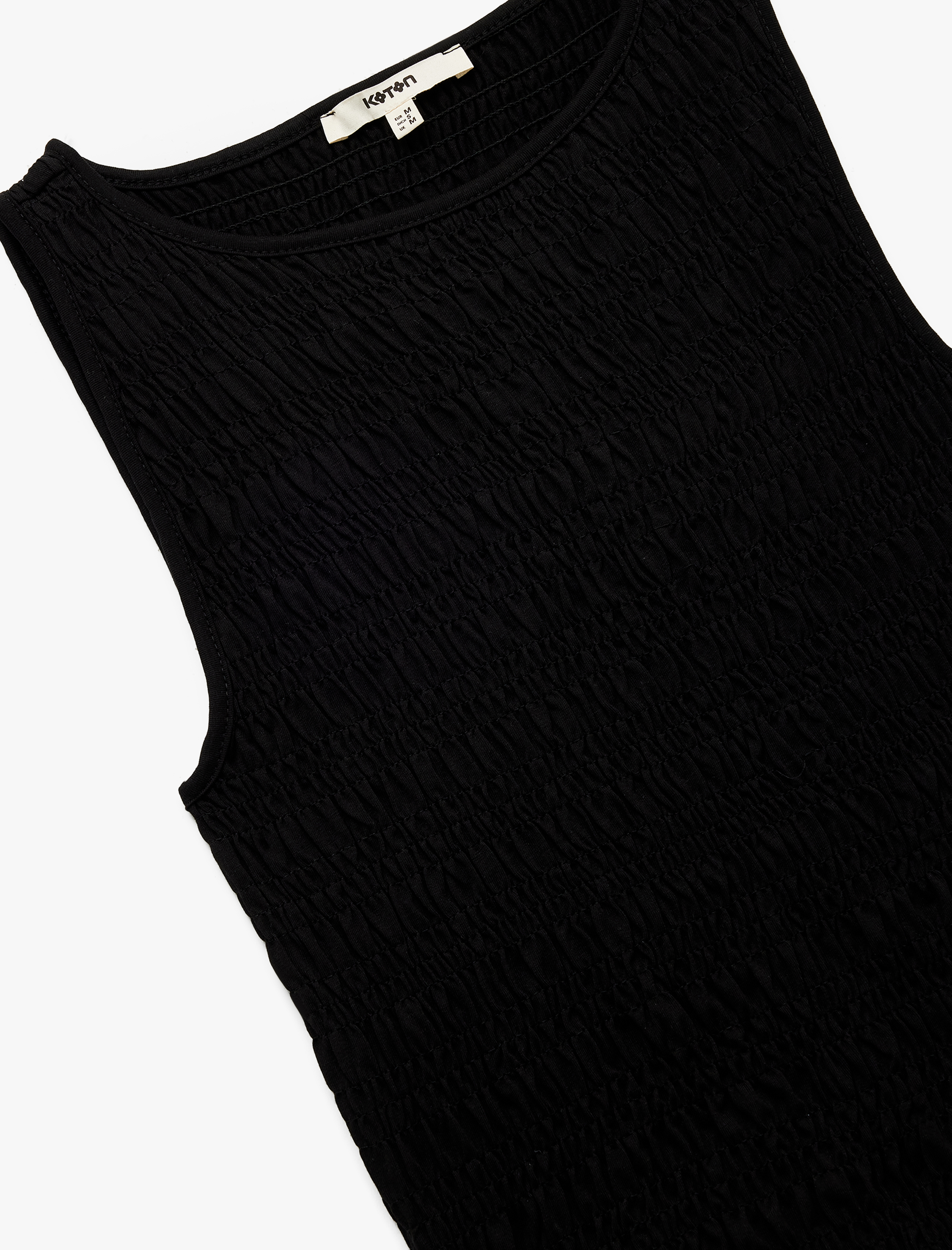   Pamuklu Bürümcük Kumaş Slim Fit Bisiklet Yaka Kolsuz Bluz