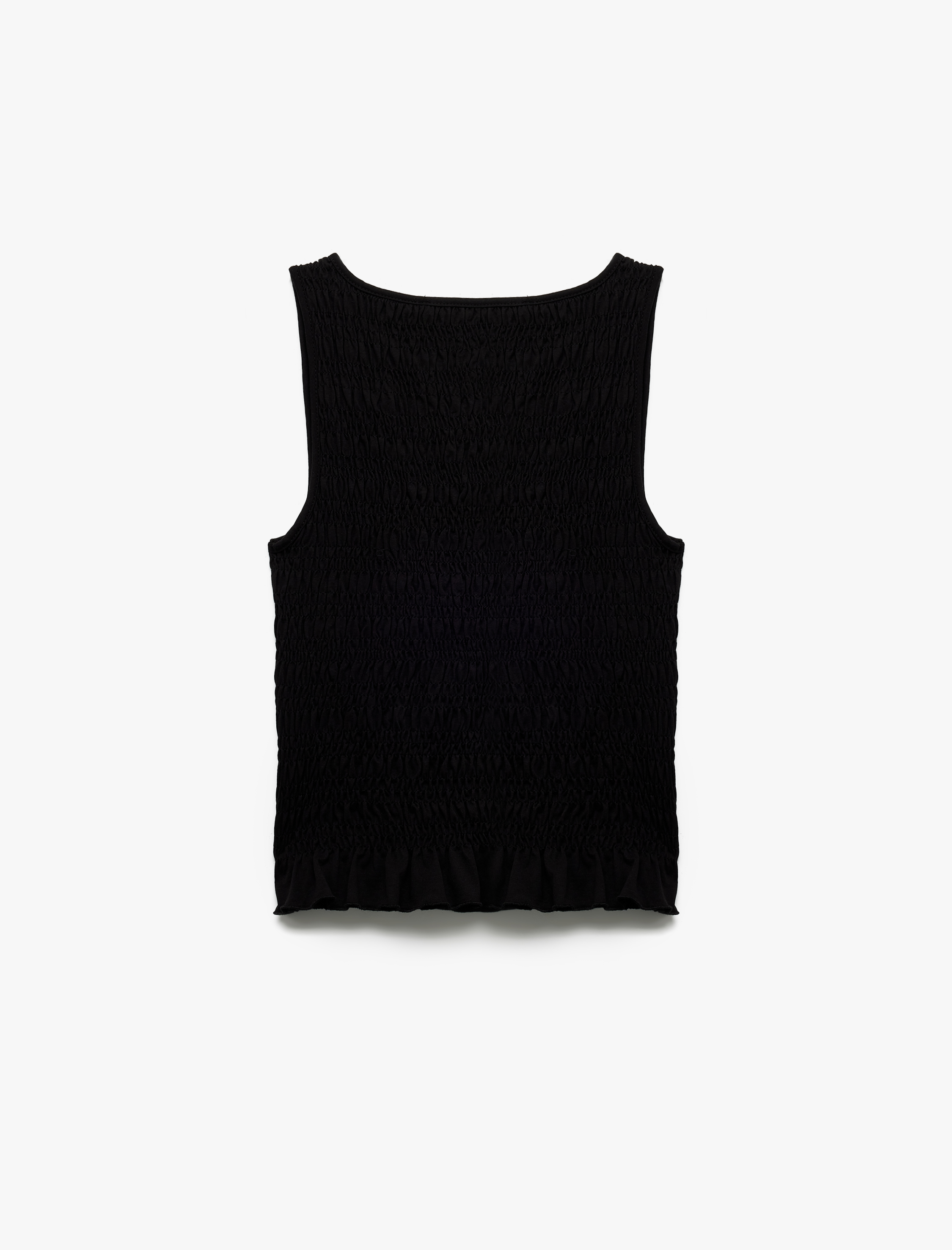   Pamuklu Bürümcük Kumaş Slim Fit Bisiklet Yaka Kolsuz Bluz