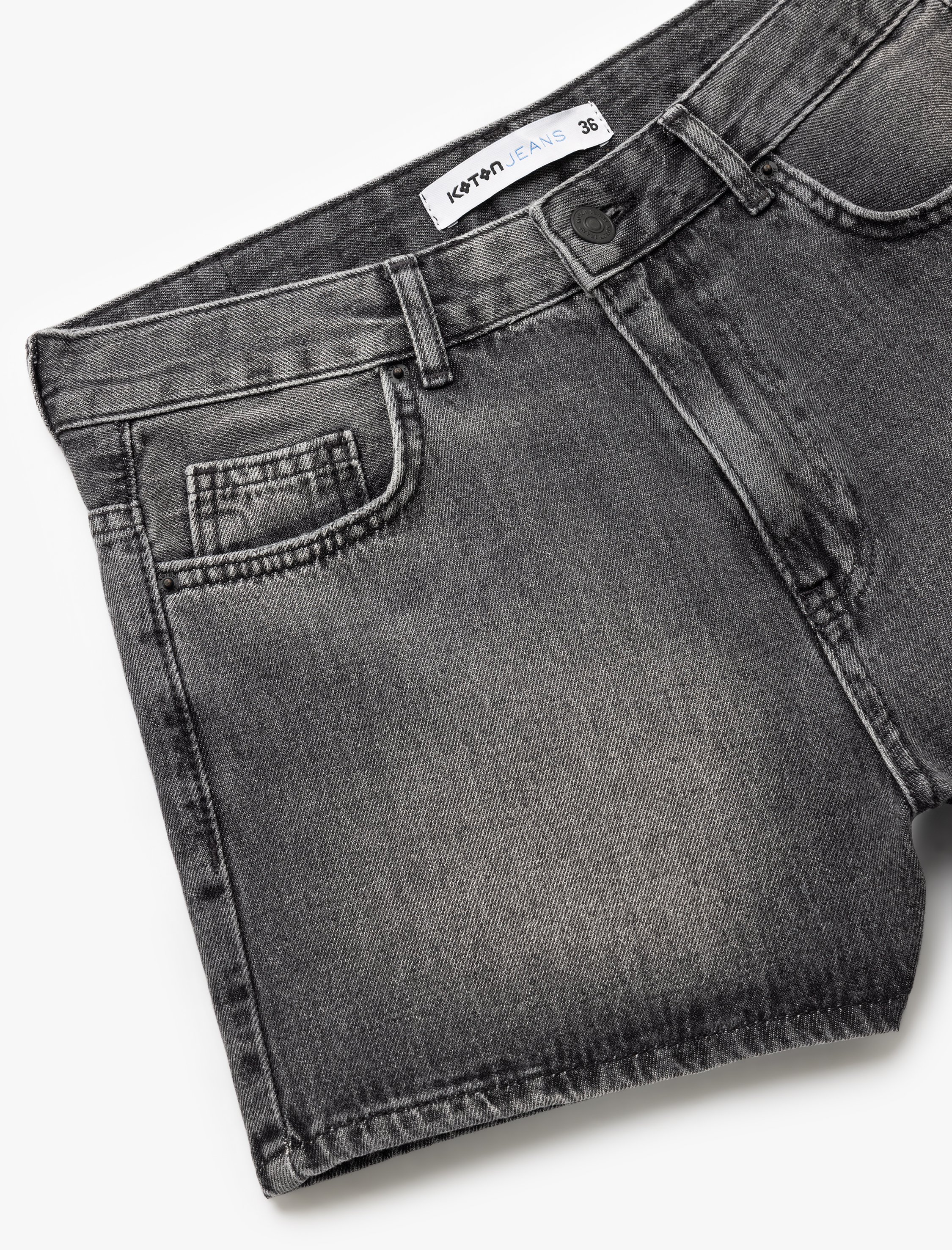   Cepli Kesik Detaylı Pamuklu Denim Şort