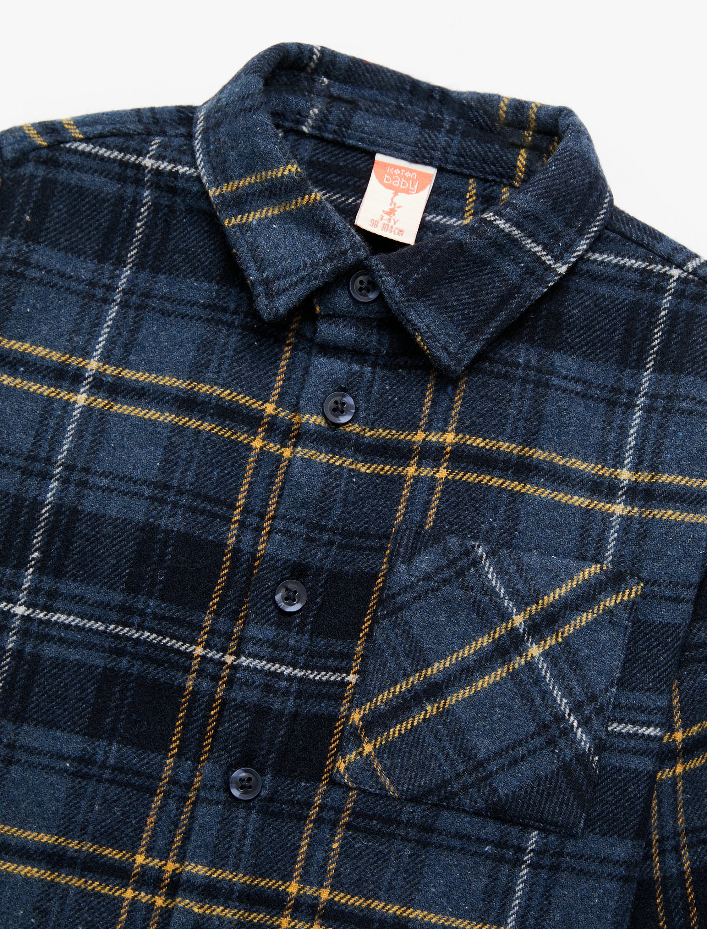  Erkek Bebek Ekoseli Tek Cepli Uzun Kollu Oduncu Gömlek