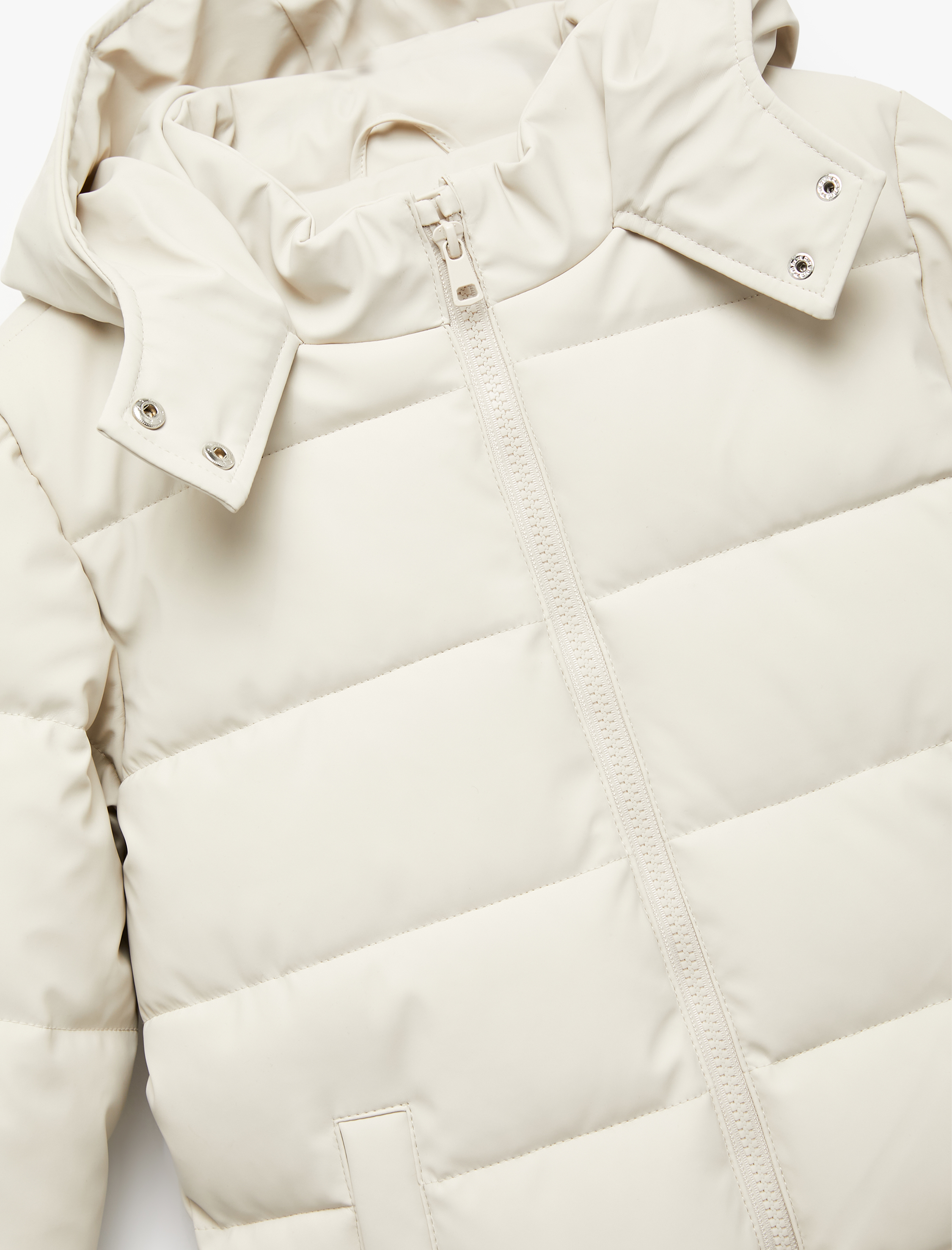  Kız Çocuk Uzun Kollu Fermuarlı Cepli İçi Suni Kürklü Kapşonlu Uzun Şişme Mont