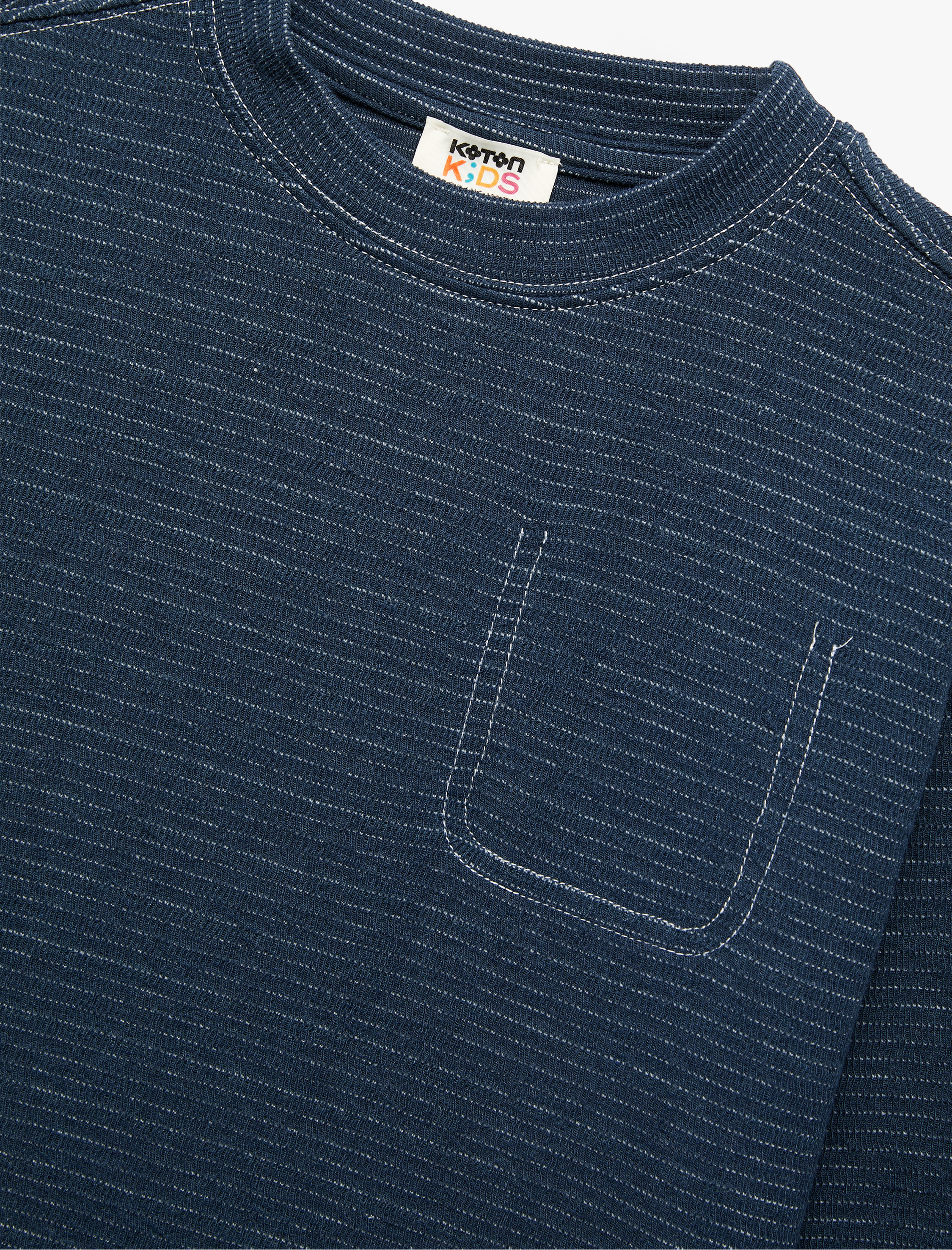  Erkek Çocuk Uzun Kollu Cep Detaylı Bisiklet Yaka Basic Tişört