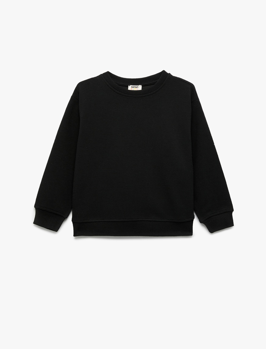  Erkek Çocuk Uzun Kollu Bisiklet Yaka Şardonlu Basic Sweatshirt