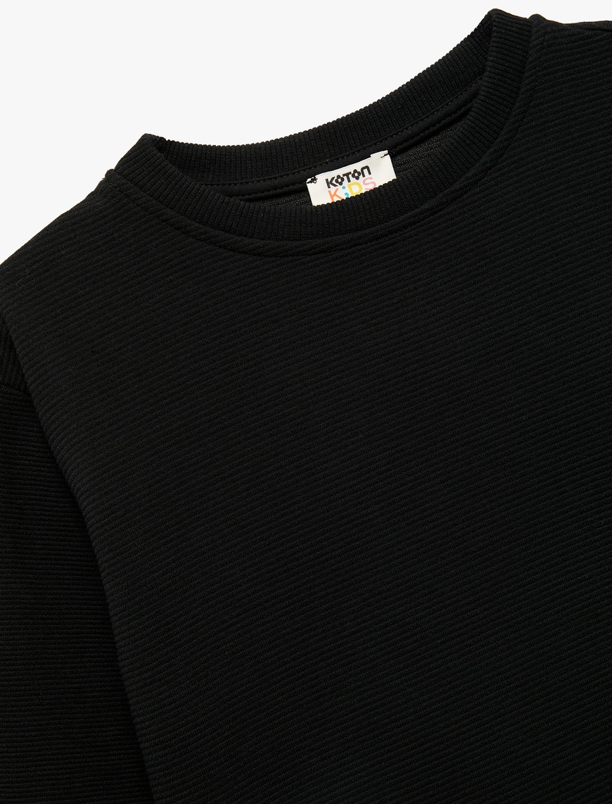 Erkek Çocuk Uzun Kollu Bisiklet Yaka Şardonlu Basic Sweatshirt