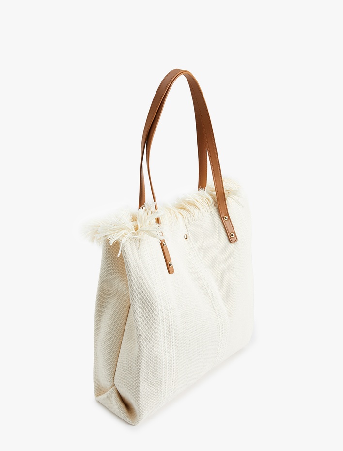 Kadın Püsküllü Saplı Zımba Detaylı Tote Çanta