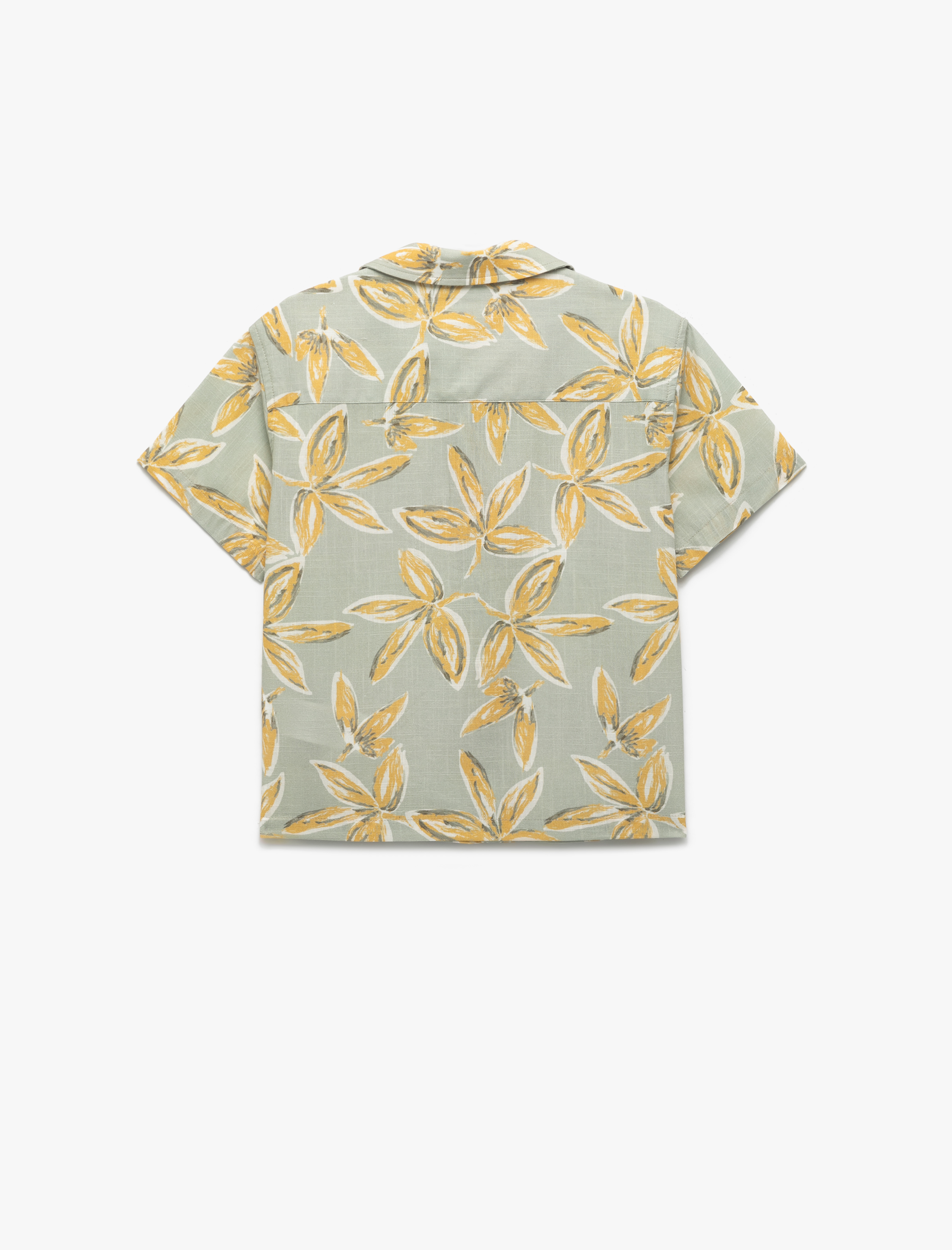  Erkek Çocuk Pamuklu Cepli Çiçek Desenli Kısa Kollu Gömlek