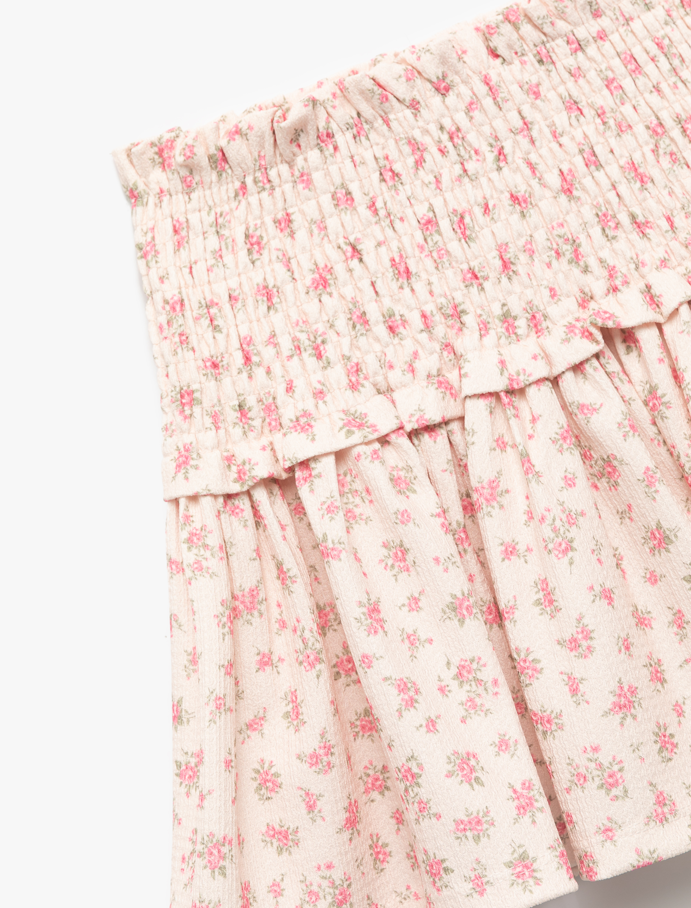  Kız Çocuk Gipeli Kat Detaylı A Kesim Çiçekli Etek